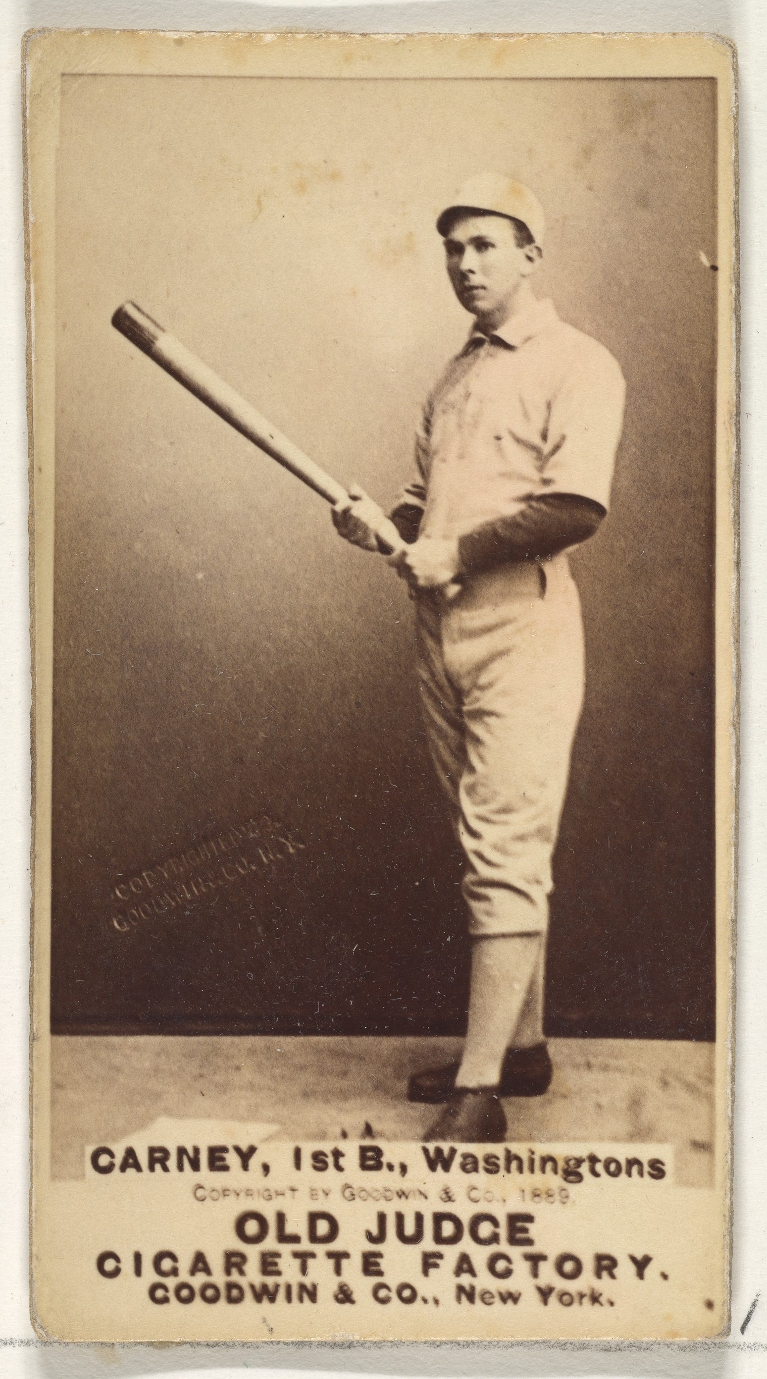 Goodwin & Company, John Joseph "Handsome Jack" Carney, 1st Base, Washington Nationals, from the Old Judge series (N172) for Old Judge Cigarettes