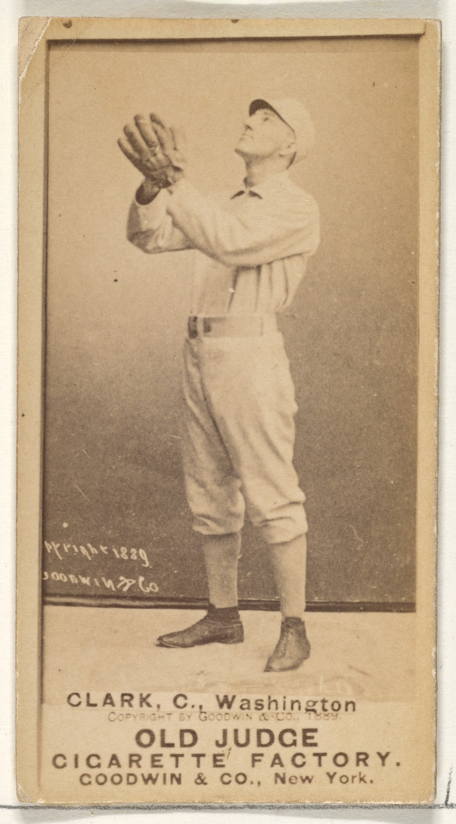 Goodwin & Company, Owen F. "Spider" Clark, Catcher, Washington Nationals, from the Old Judge series (N172) for Old Judge Cigarettes