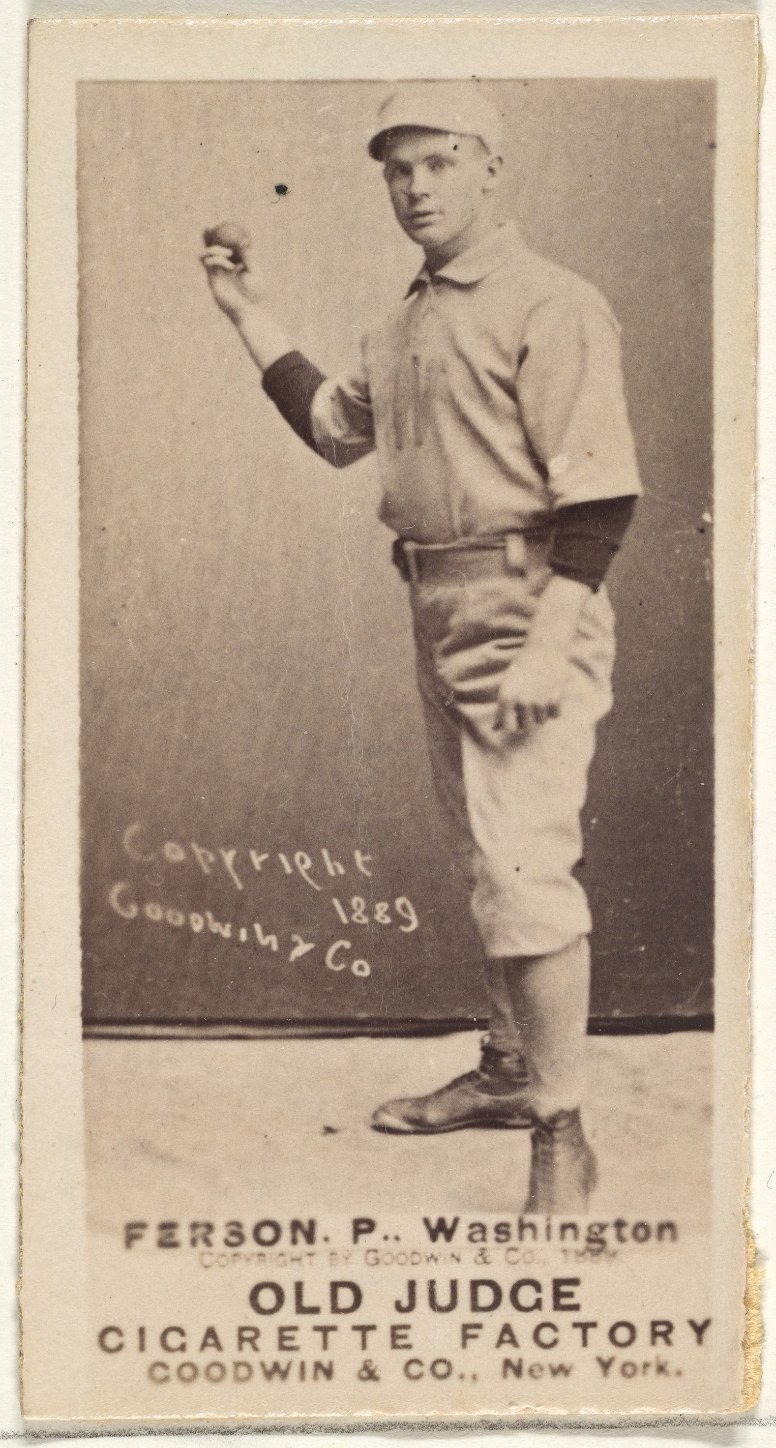 Goodwin & Company, Alexander "Colonel" Ferson, Pitcher, Washington Nationals, from the Old Judge series (N172) for Old Judge Cigarettes