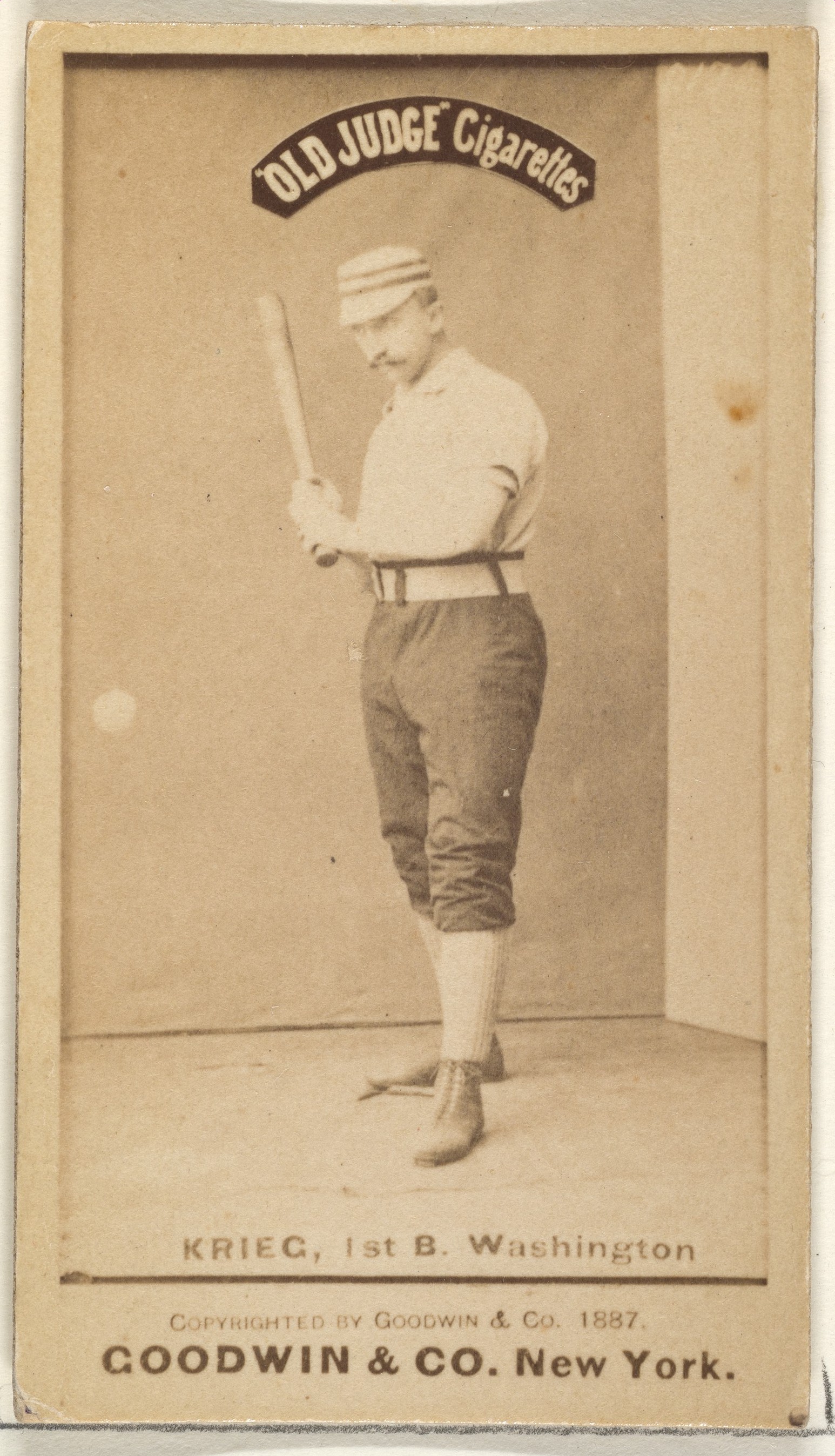 Goodwin & Company, William "Bill" Frederick Krieg, 1st Base, Washington Nationals, from the Old Judge series (N172) for Old Judge Cigarettes