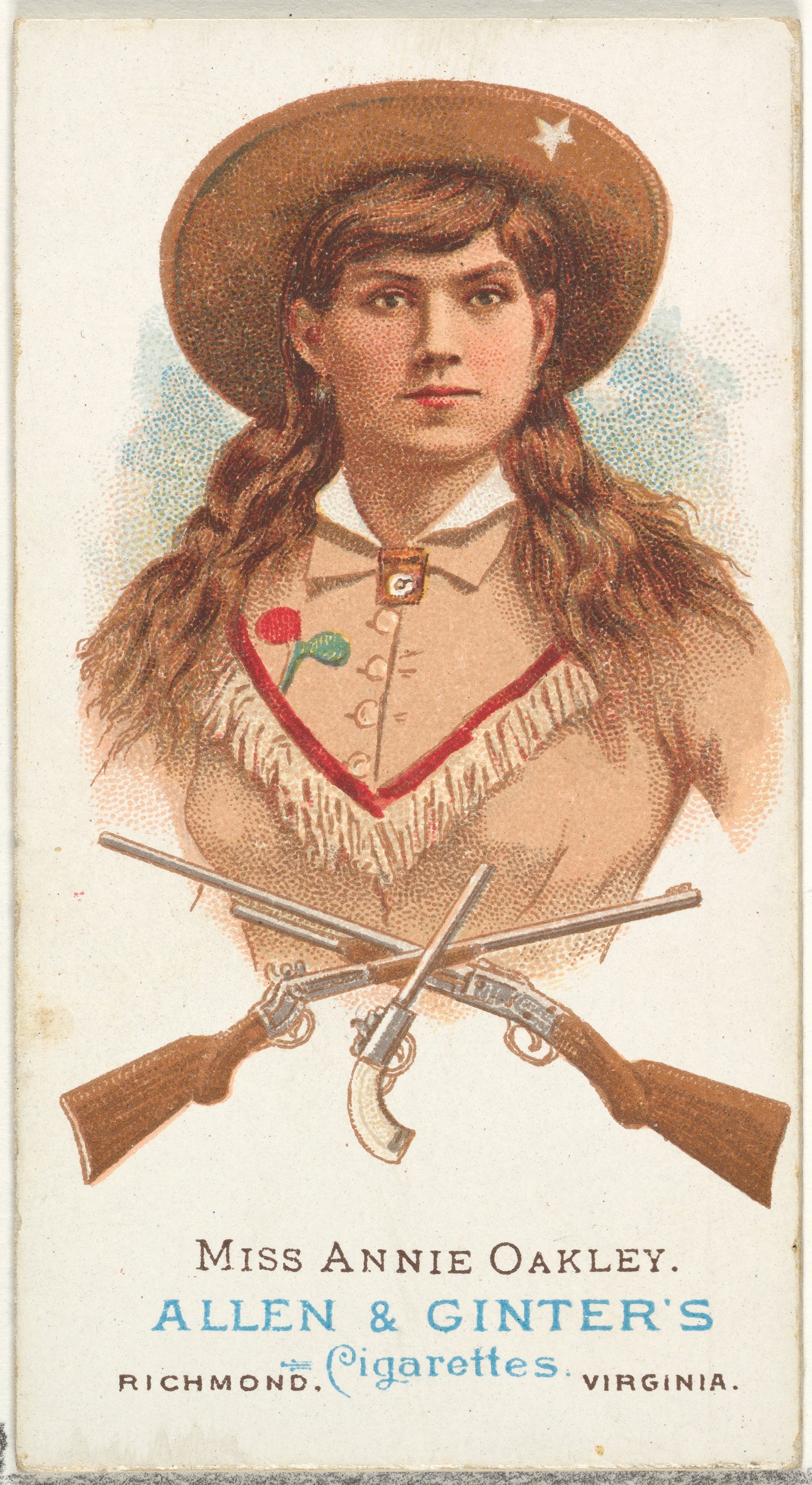 Allen & Ginter | Miss Annie Oakley, Rifle Shooter, from World's Champions,  Series 1 (N28) for Allen & Ginter Cigarettes | The Metropolitan Museum of  Art