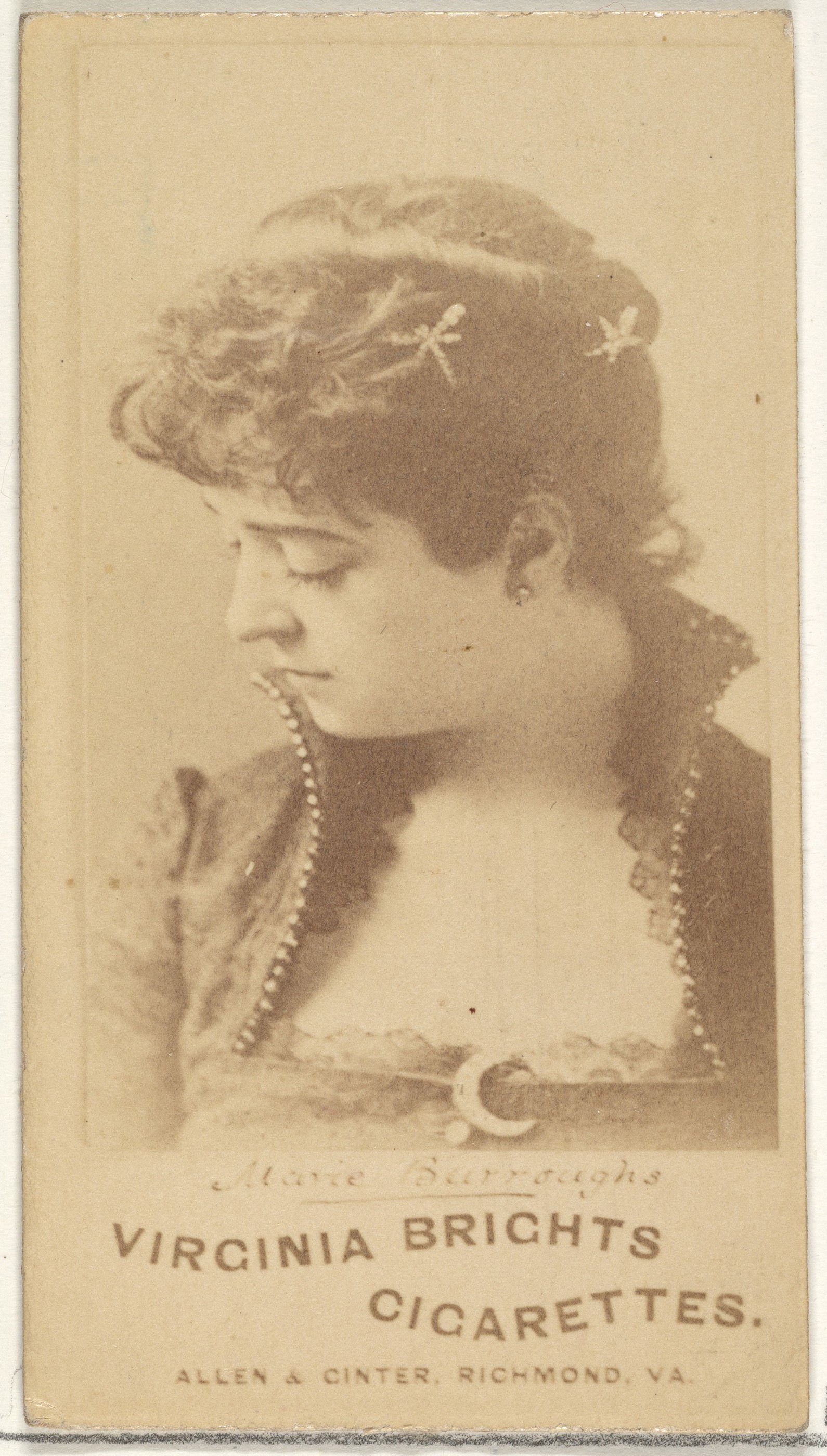 Allen & Ginter, Marie Burroughs, from the Actors and Actresses series (N45, Type 1) for Virginia Brights Cigarettes