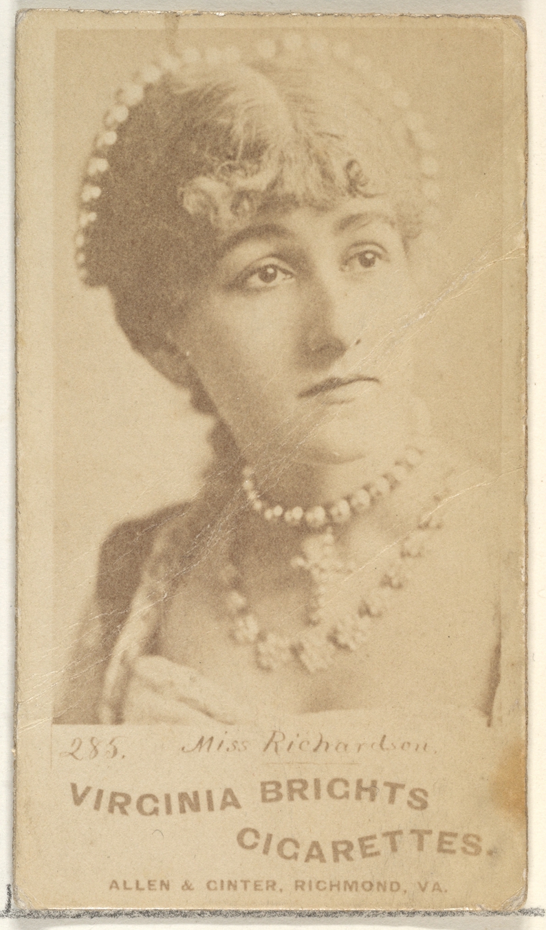 Card 285, Miss Richardson, from the Actors and Actresses series (N45, Type 1) for Virginia Brights Cigarettes