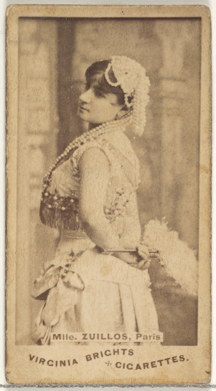 Allen & Ginter, Mlle. Zuillos, Paris, from the Actors and Actresses series (N45, Type 1) for Virginia Brights Cigarettes