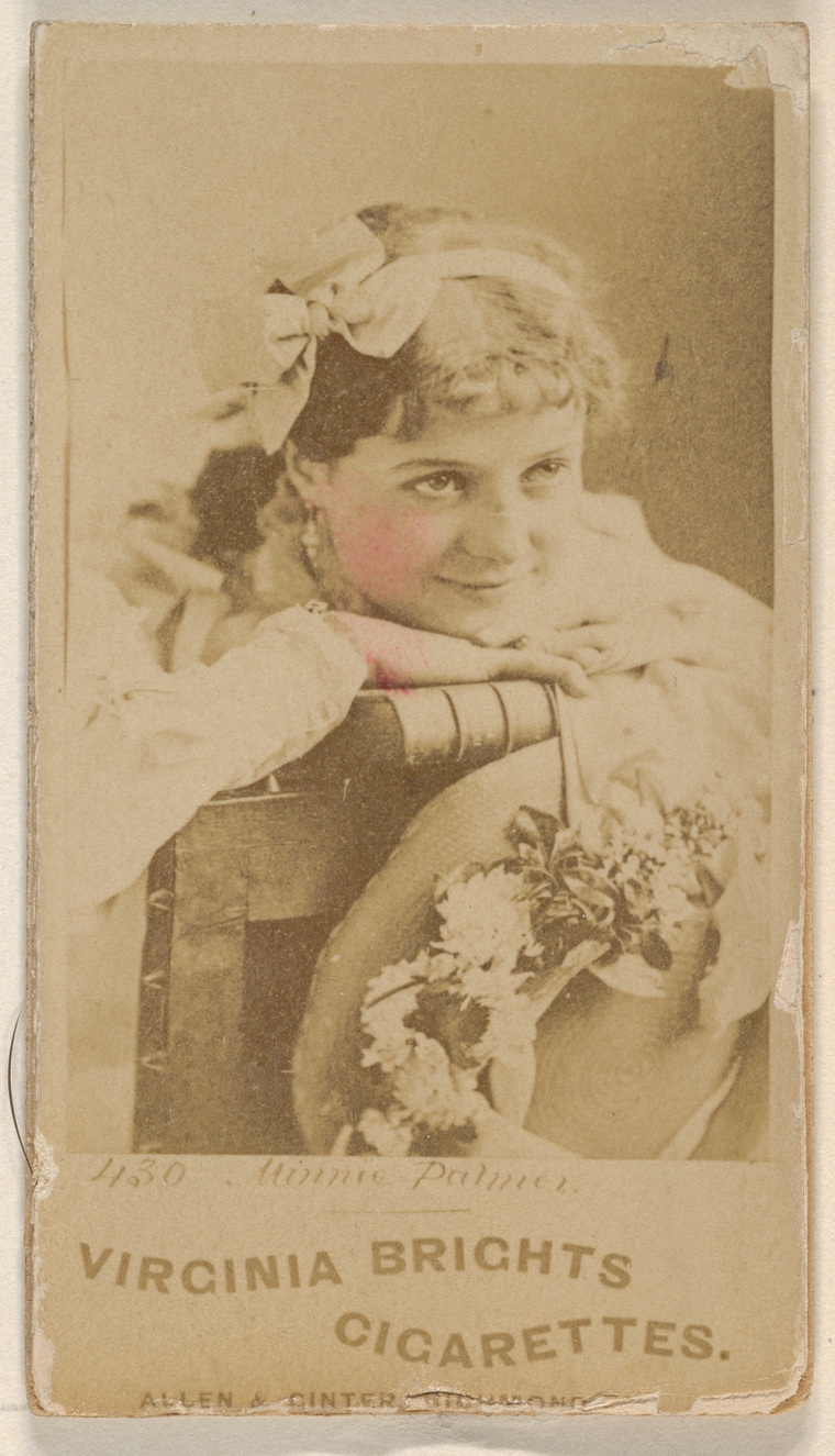Allen & Ginter, Card 430, Minnie Palmer, from the Actors and Actresses series (N45, Type 1) for Virginia Brights Cigarettes