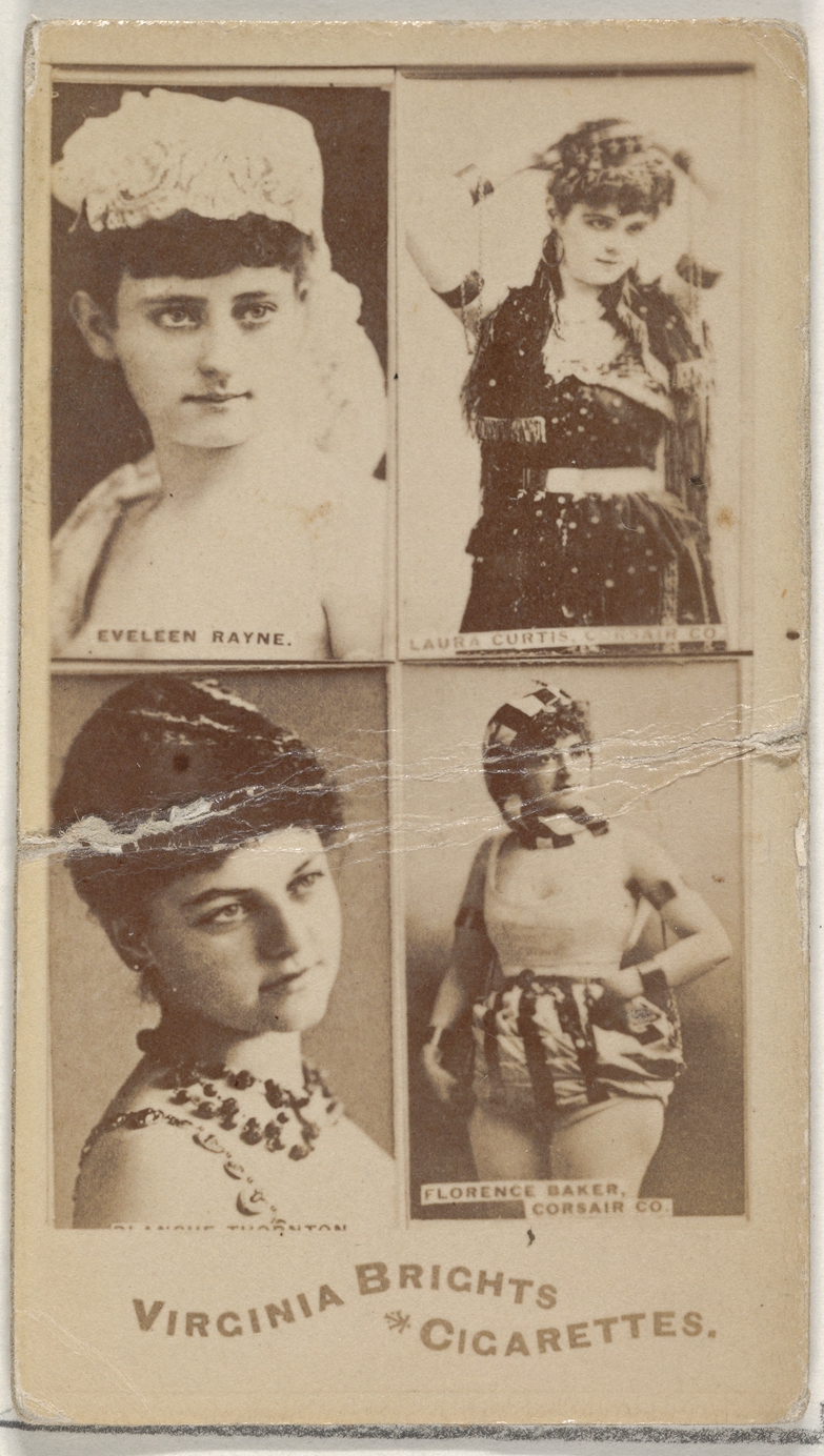 Allen & Ginter, Eveleen Rayne/ Laura Curtis, Corsair Co./ Florence Baker, Corsair Co., from the Actors and Actresses series (N45, Type 4) for Virginia Brights Cigarettes