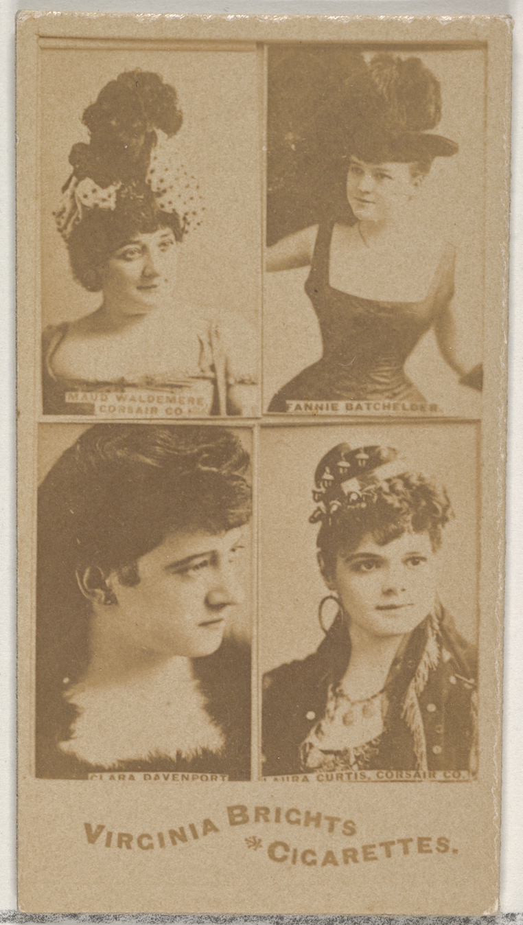 Allen & Ginter, Maud Waldemere, Corsair Co./ Fannie Batchelder/ Clara Davenport/ Laura Curtis, Corsair Co., from the Actors and Actresses series (N45, Type 4) for Virginia Brights Cigarettes