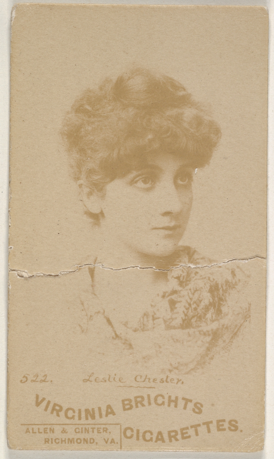 Card 522, Leslie Chester, from the Actors and Actresses series (N45, Type 6) for Virginia Brights Cigarettes