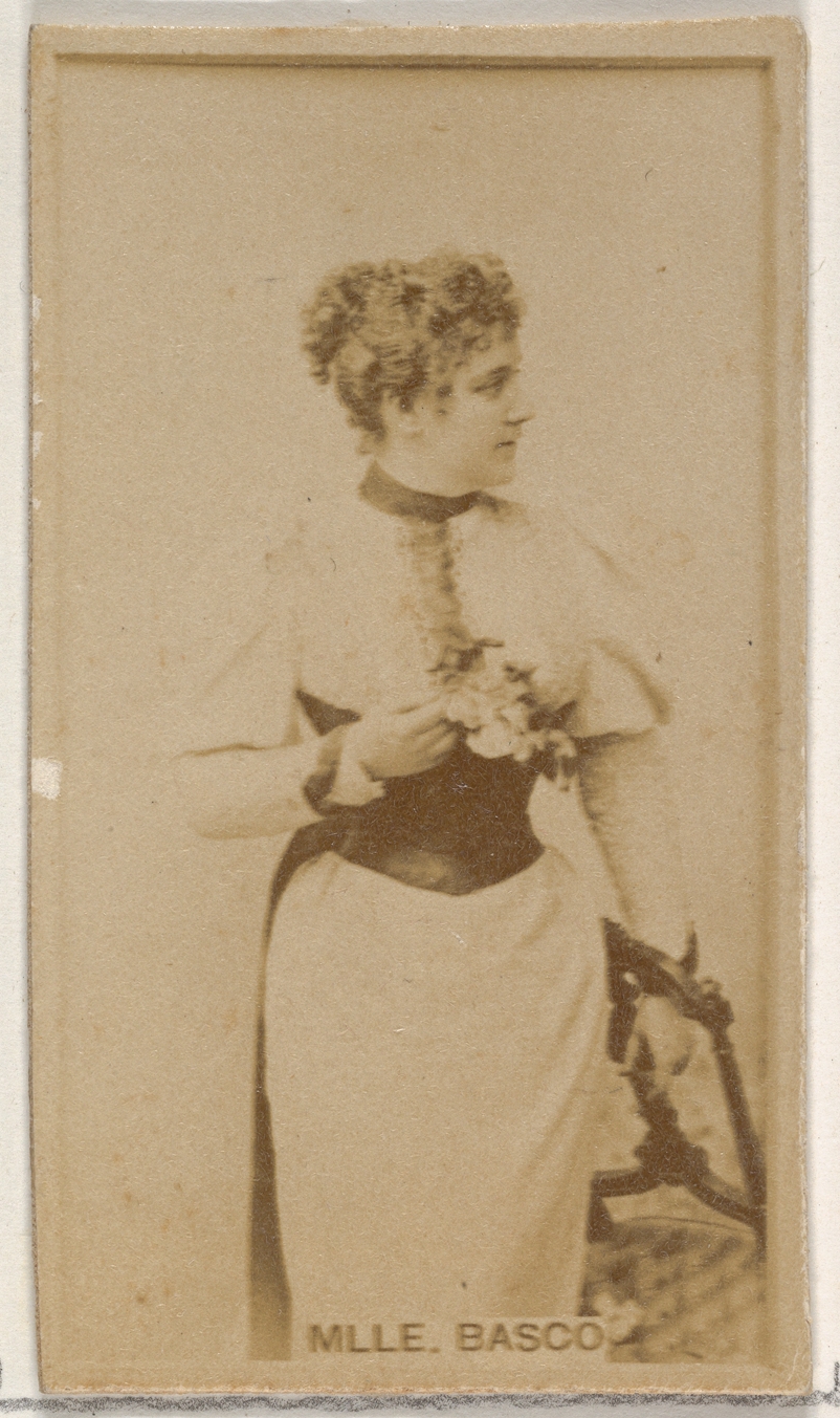 Mlle. Basco, from the Actors and Actresses series (N45, Type 8) for Virginia Brights Cigarettes