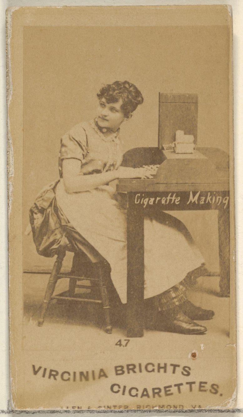 Allen & Ginter, Card 47, from the series, Cigarette Making Girls (N46) for Virginia Brights Cigarettes