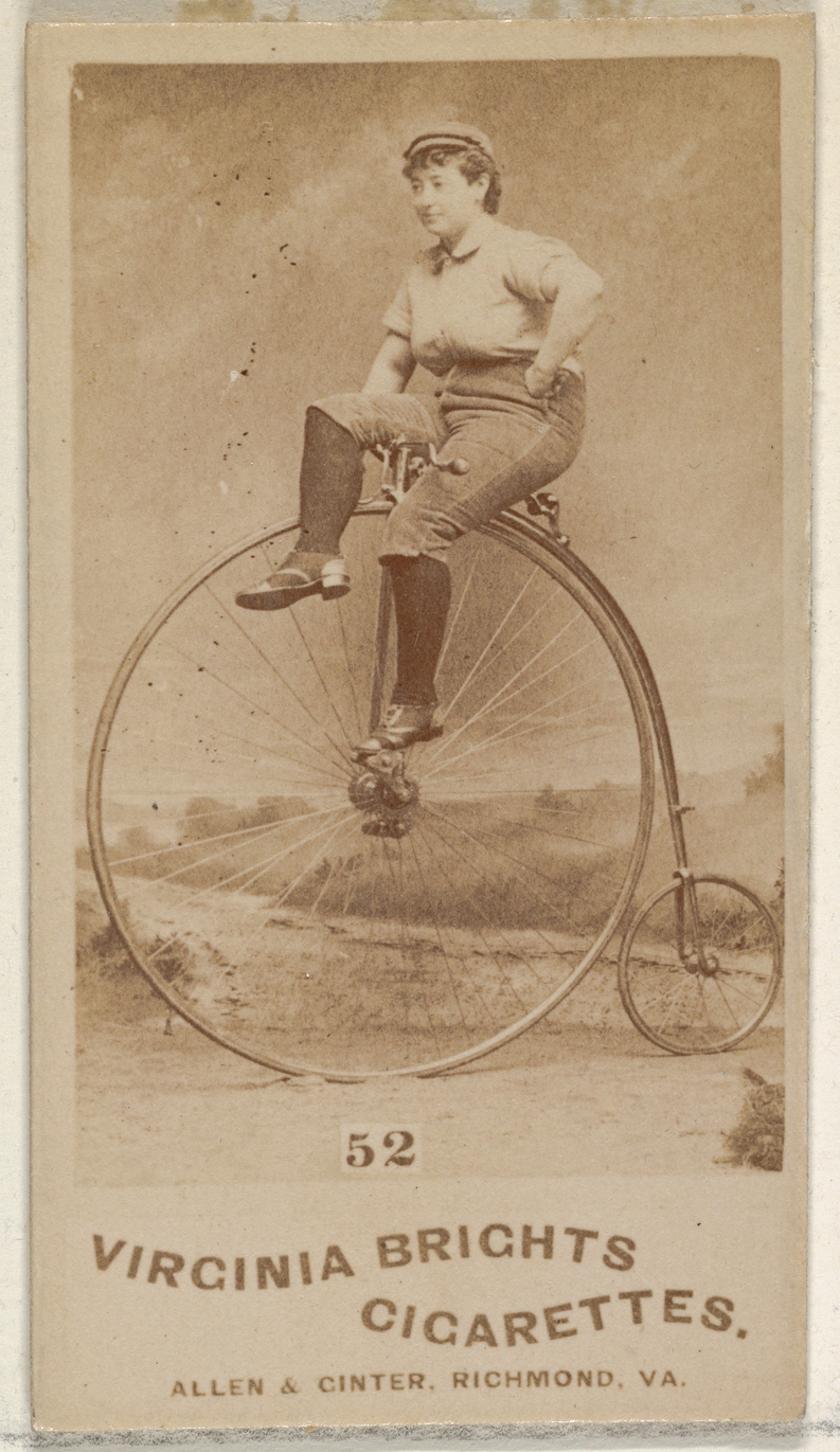 Card 52, from the Girl Cyclists series (N49) for Virginia Brights Cigarettes