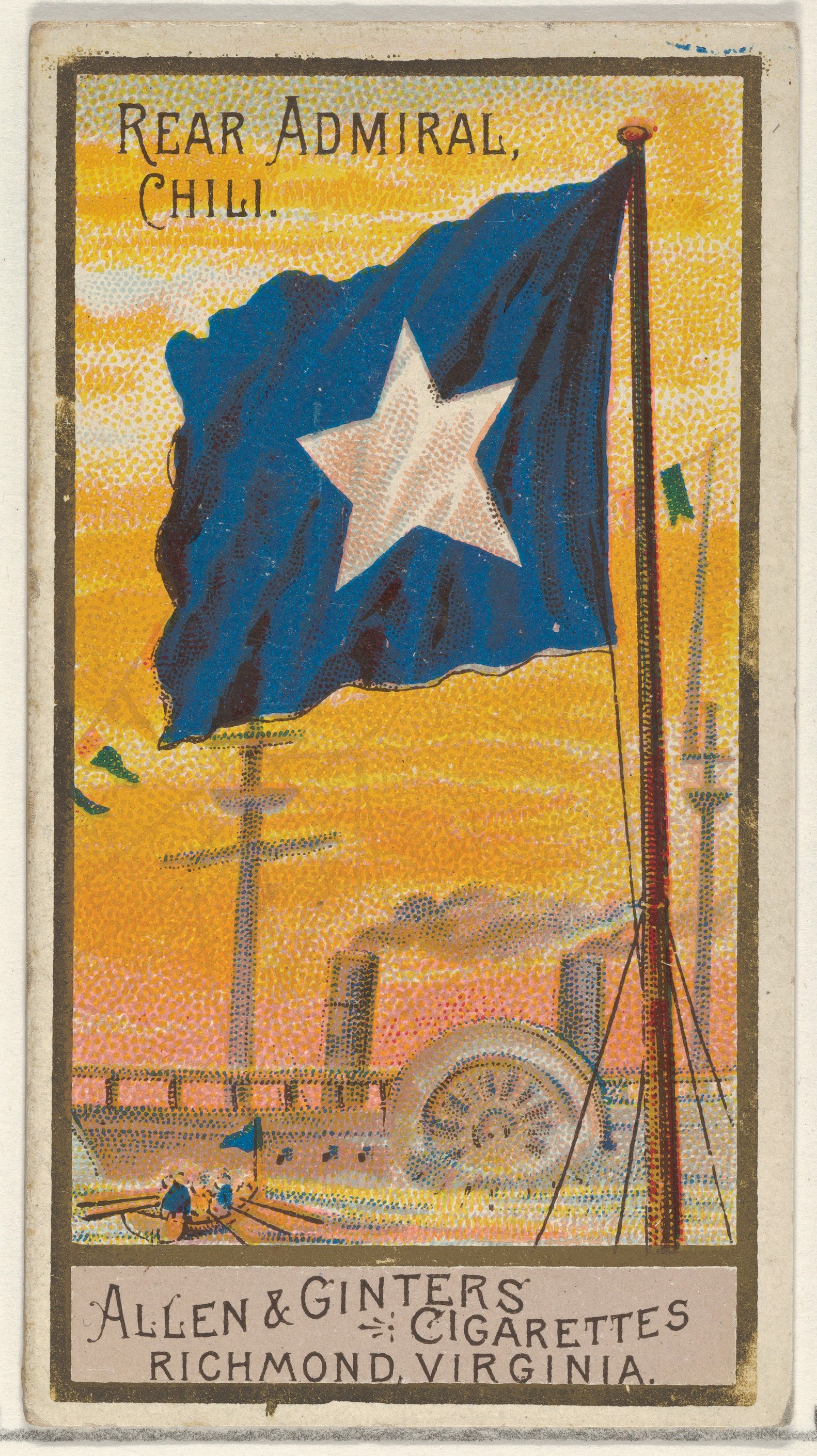 Allen & Ginter Rear Admiral, Chili, from the Naval Flags series (N17