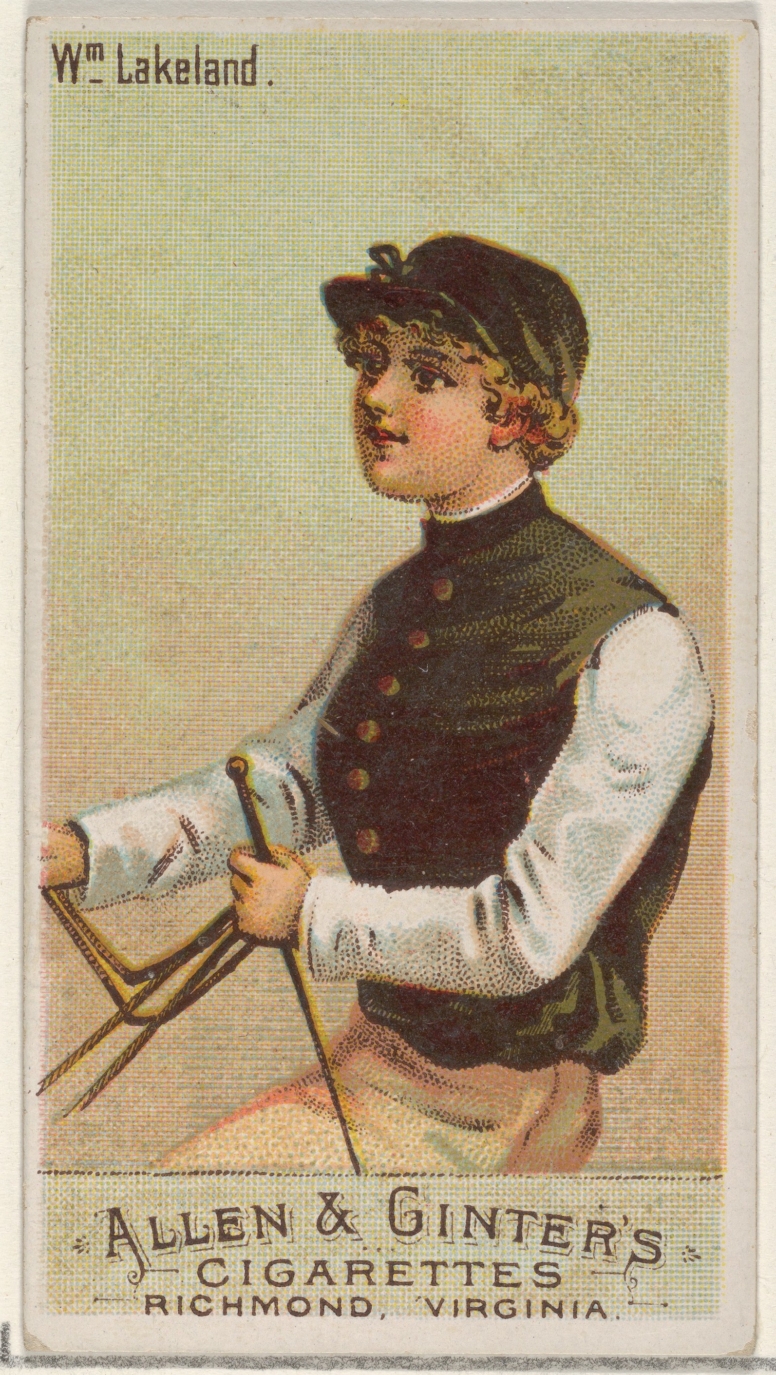 William Lakeland, from the Racing Colors of the World series (N22a) for Allen & Ginter Cigarettes