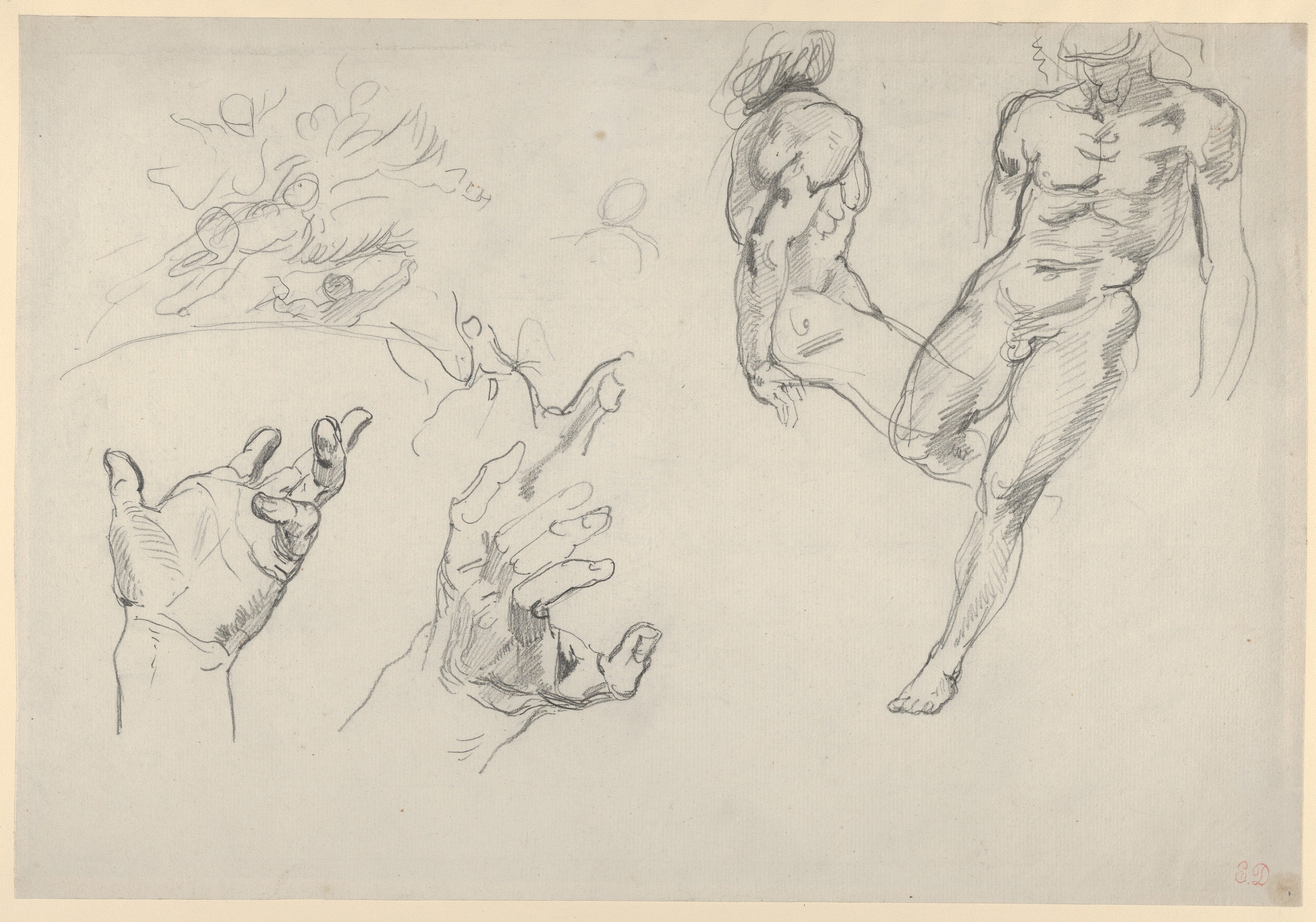 Eugène Delacroix | Studies of Hands and Figures for the Salon du Roi ...