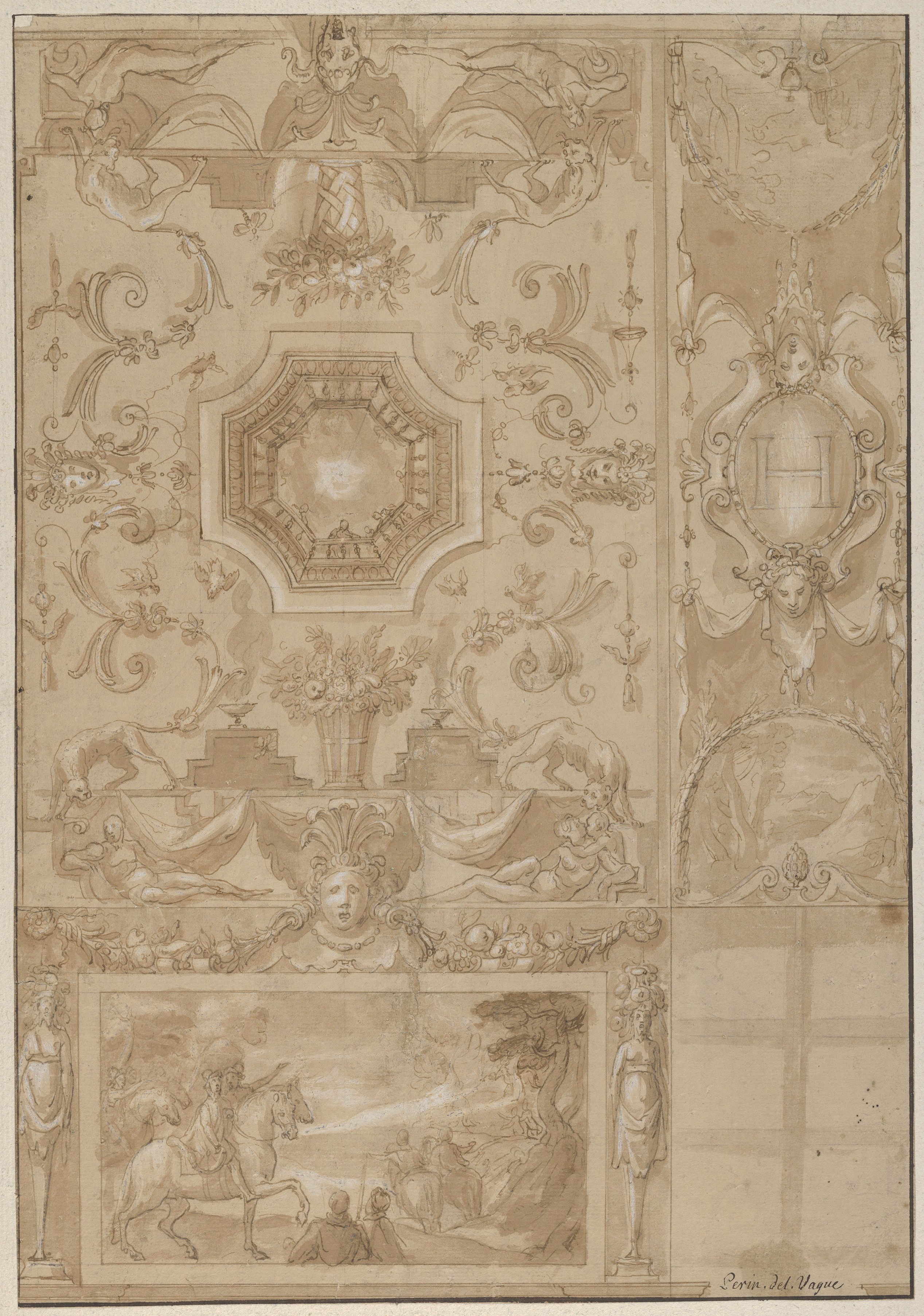 Toussaint Dubreuil | Design for a Decorated Wall and Ceiling of a ...