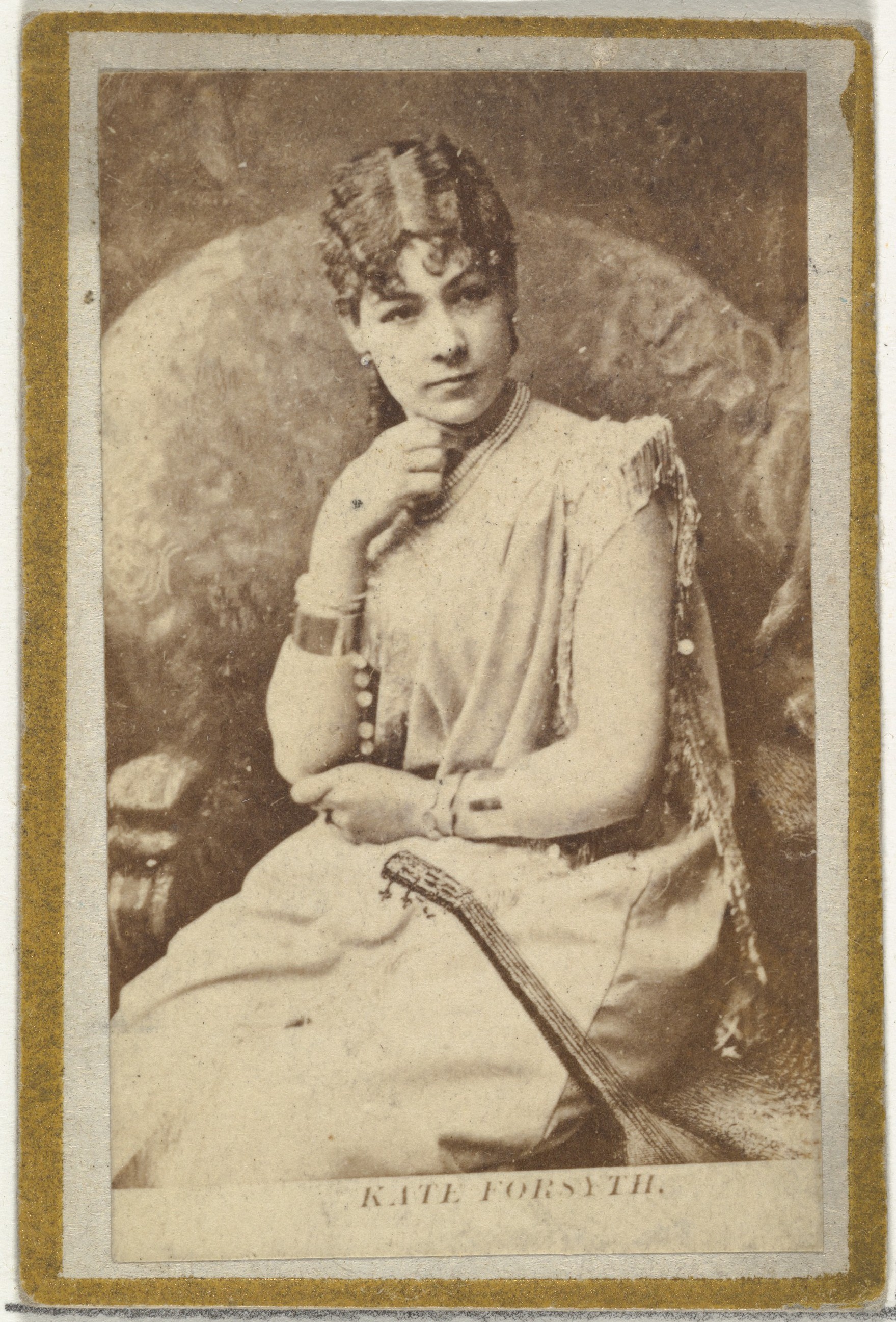 Allen & Ginter, Kate Forsyth, from the Actresses and Celebrities series (N60, Type 2) promoting Little Beauties Cigarettes for Allen & Ginter brand tobacco products