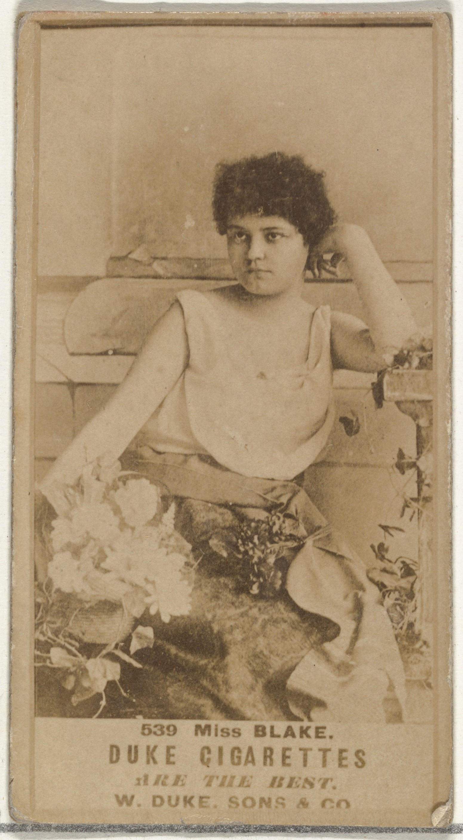 Card Number 539, Miss Blake, from the Actors and Actresses series (N145-7) issued by Duke Sons & Co. to promote Duke Cigarettes