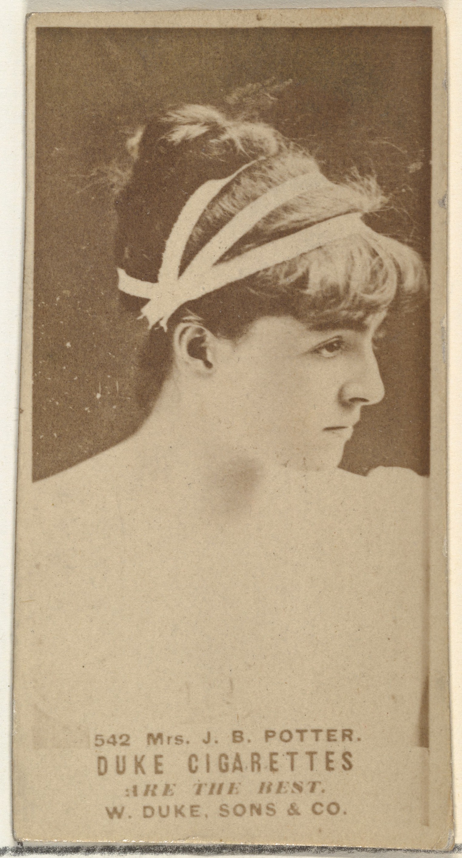 Card Number 542, Mrs. James Brown Potter, from the Actors and Actresses series (N145-7) issued by Duke Sons & Co. to promote Duke Cigarettes