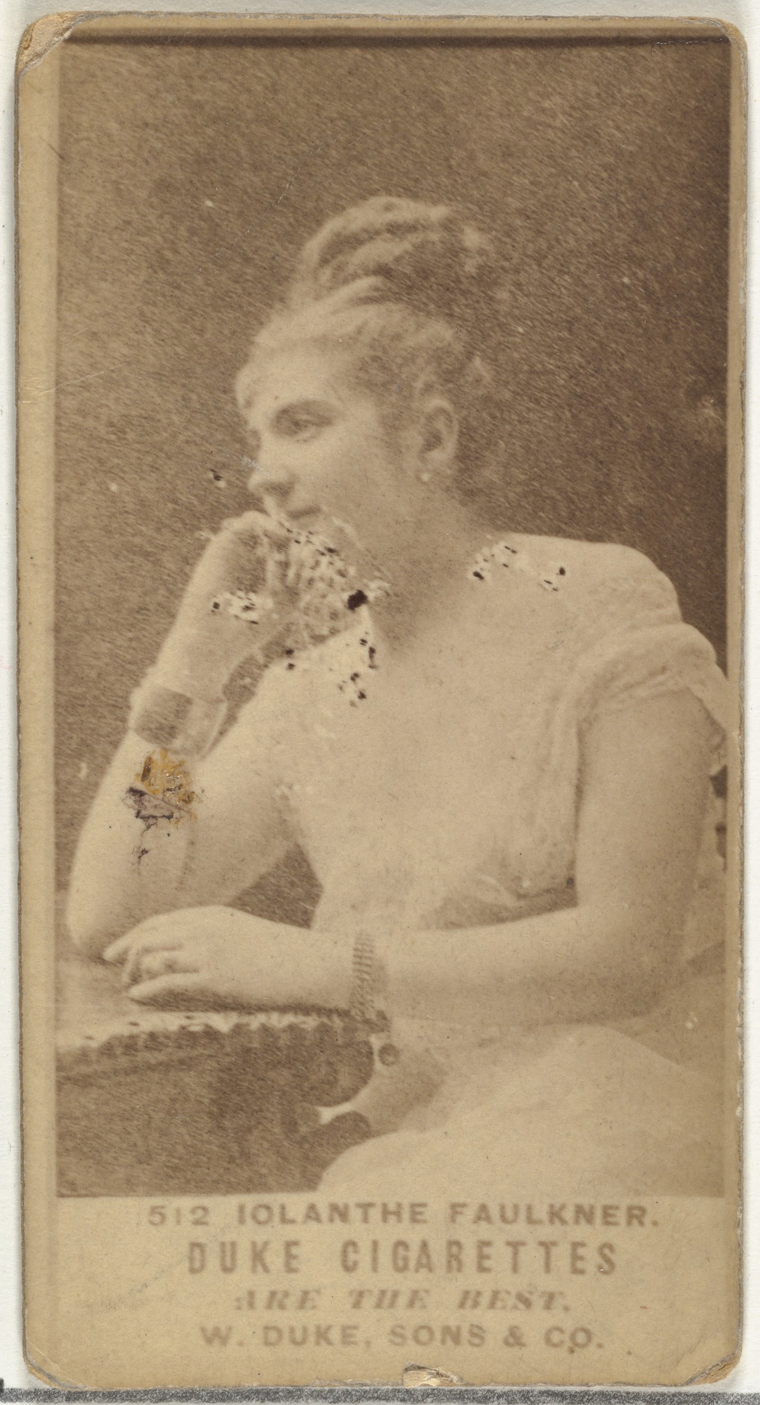 W. Duke, Sons & Co., Card Number 512, Iolanthe Faulkner, from the Actors and Actresses series (N145-7) issued by Duke Sons & Co. to promote Duke Cigarettes