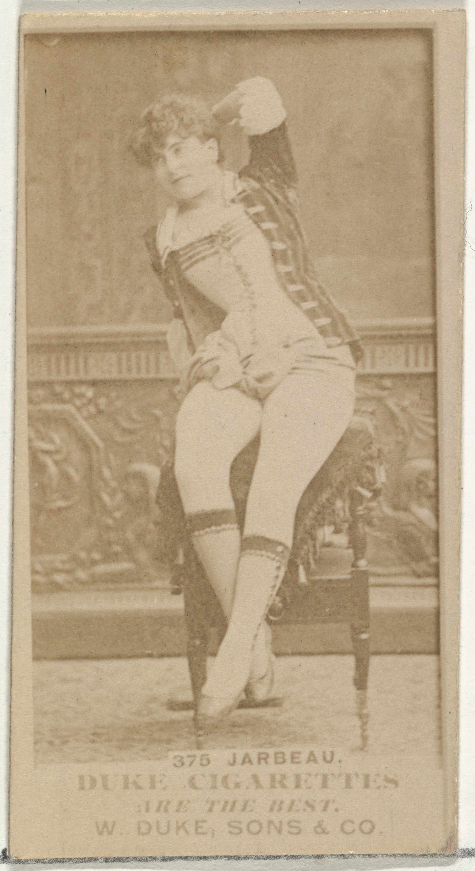 Card Number 375, Miss Jarbeau, from the Actors and Actresses series (N145-7) issued by Duke Sons & Co. to promote Duke Cigarettes