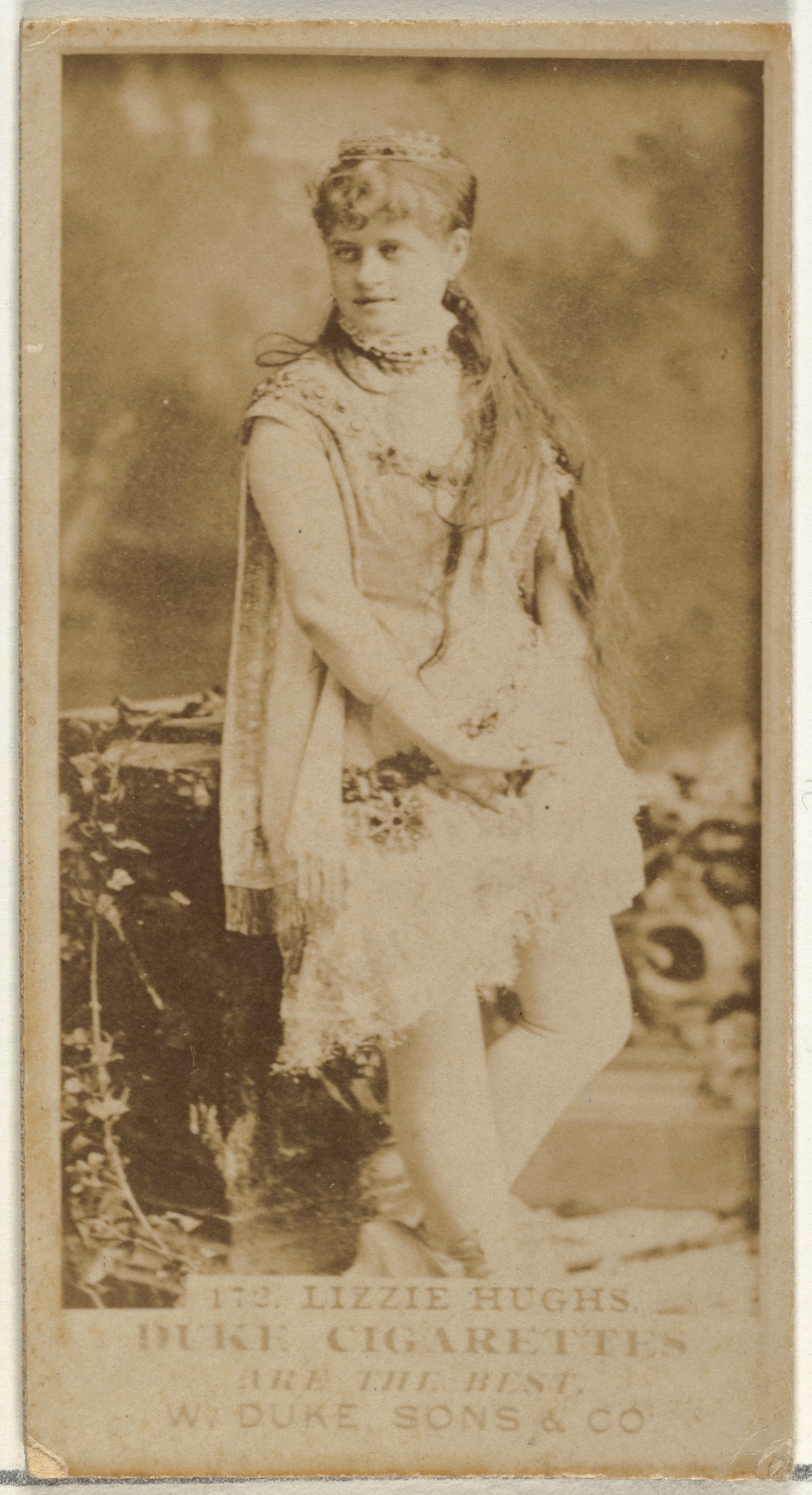 Card Number 172, Lizzie Hughs, from the Actors and Actresses series (N145-7) issued by Duke Sons & Co. to promote Duke Cigarettes
