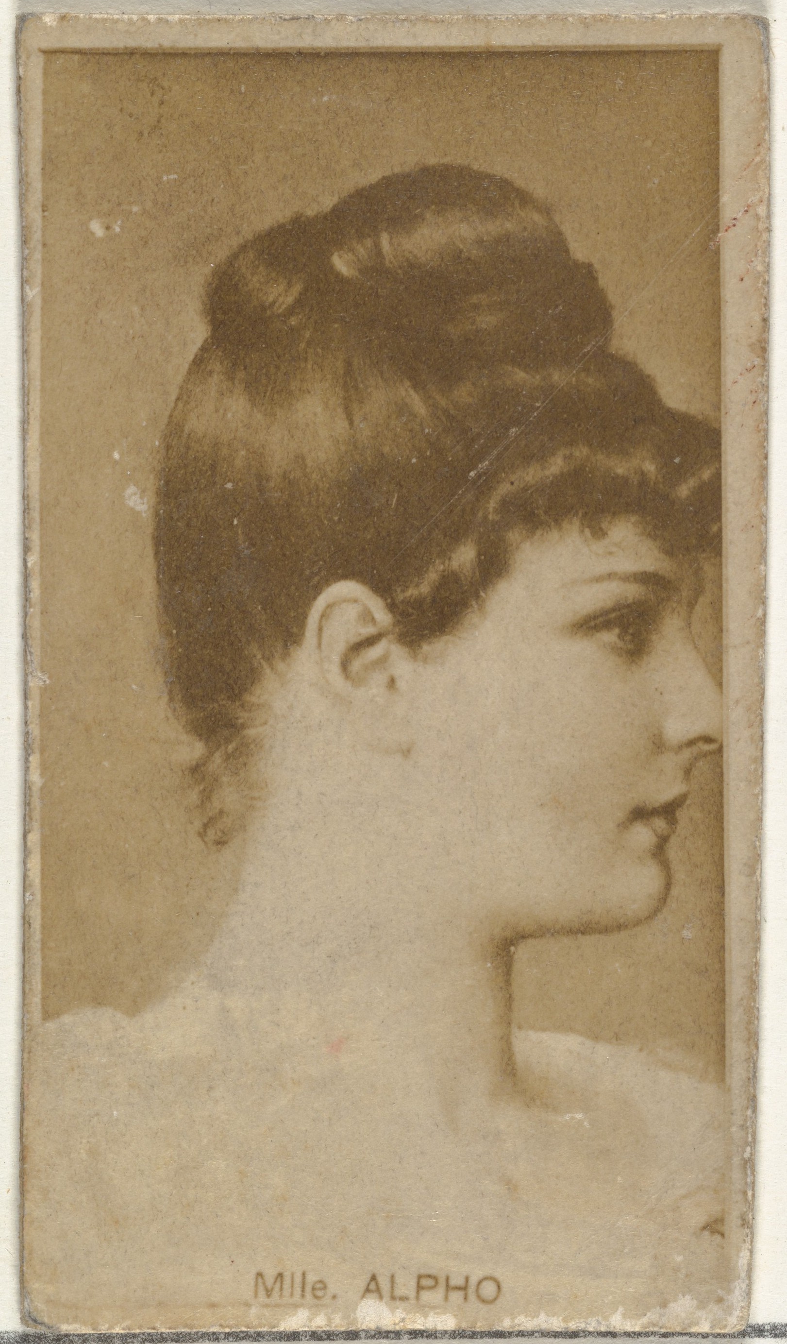 W. Duke, Sons & Co., Mlle. Alpho, from the Actors and Actresses series (N145-8) issued by Duke Sons & Co. to promote Duke Cigarettes
