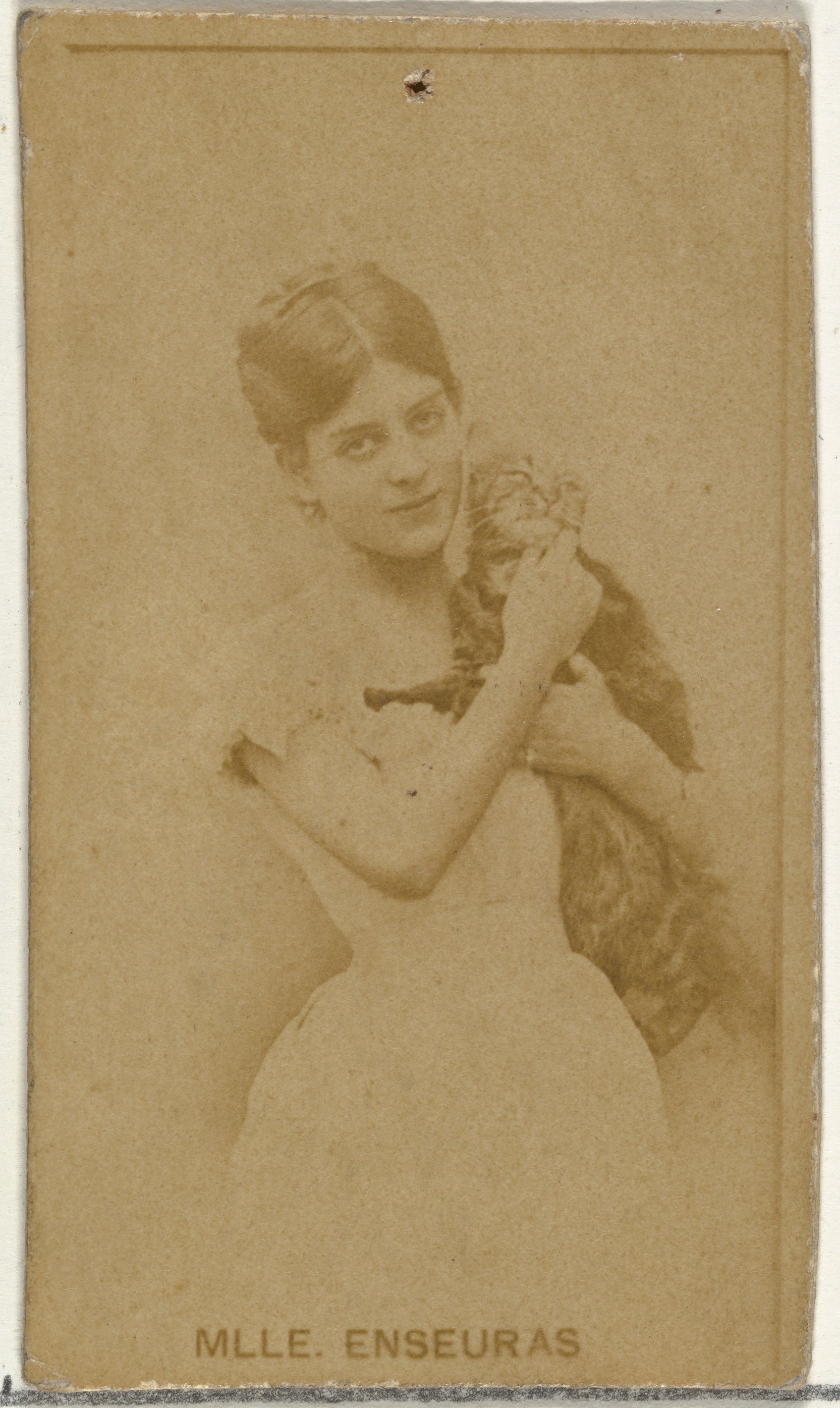 W. Duke, Sons & Co., Mlle. Enseuras, from the Actors and Actresses series (N145-8) issued by Duke Sons & Co. to promote Duke Cigarettes