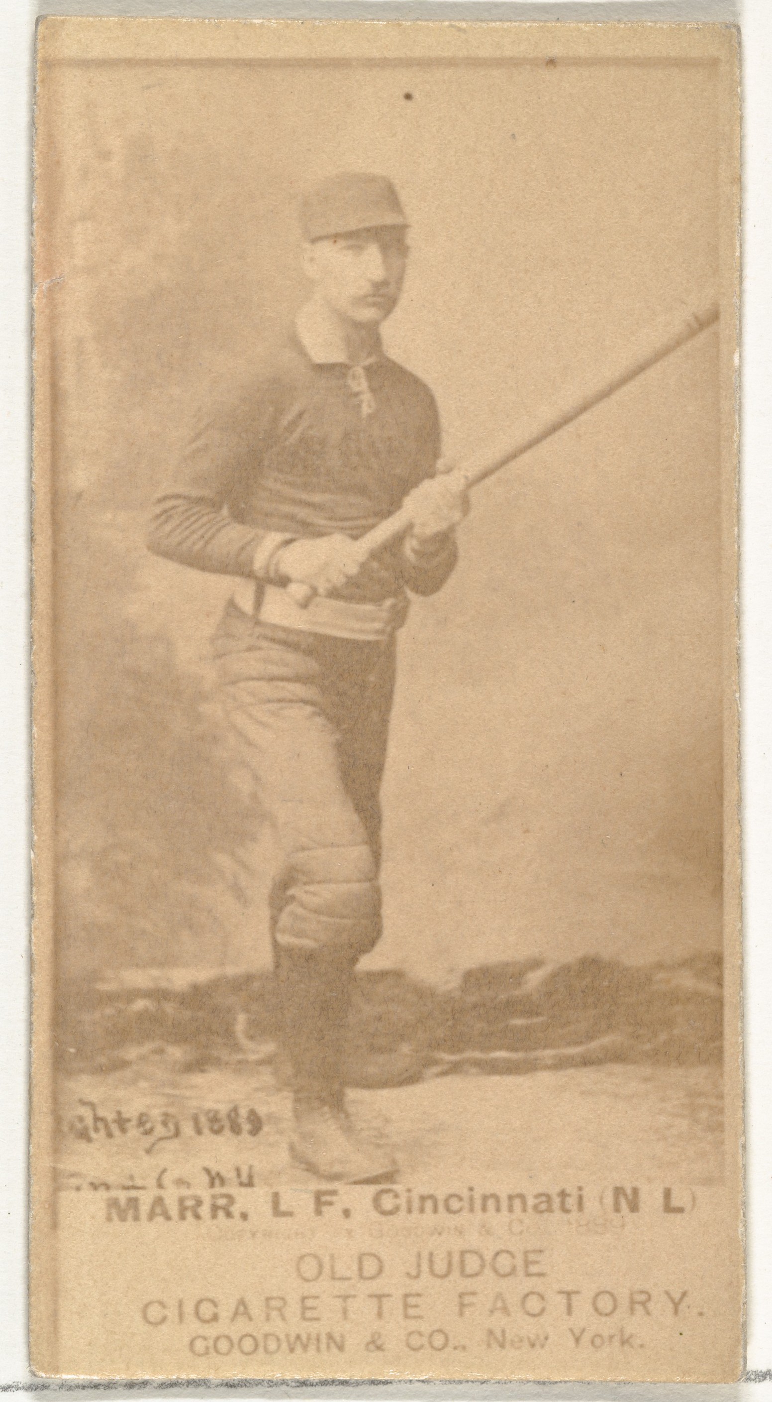Goodwin & Company, Charles W. "Lefty" Marr, Left Field, Cincinnati, from the Old Judge series (N172) for Old Judge Cigarettes