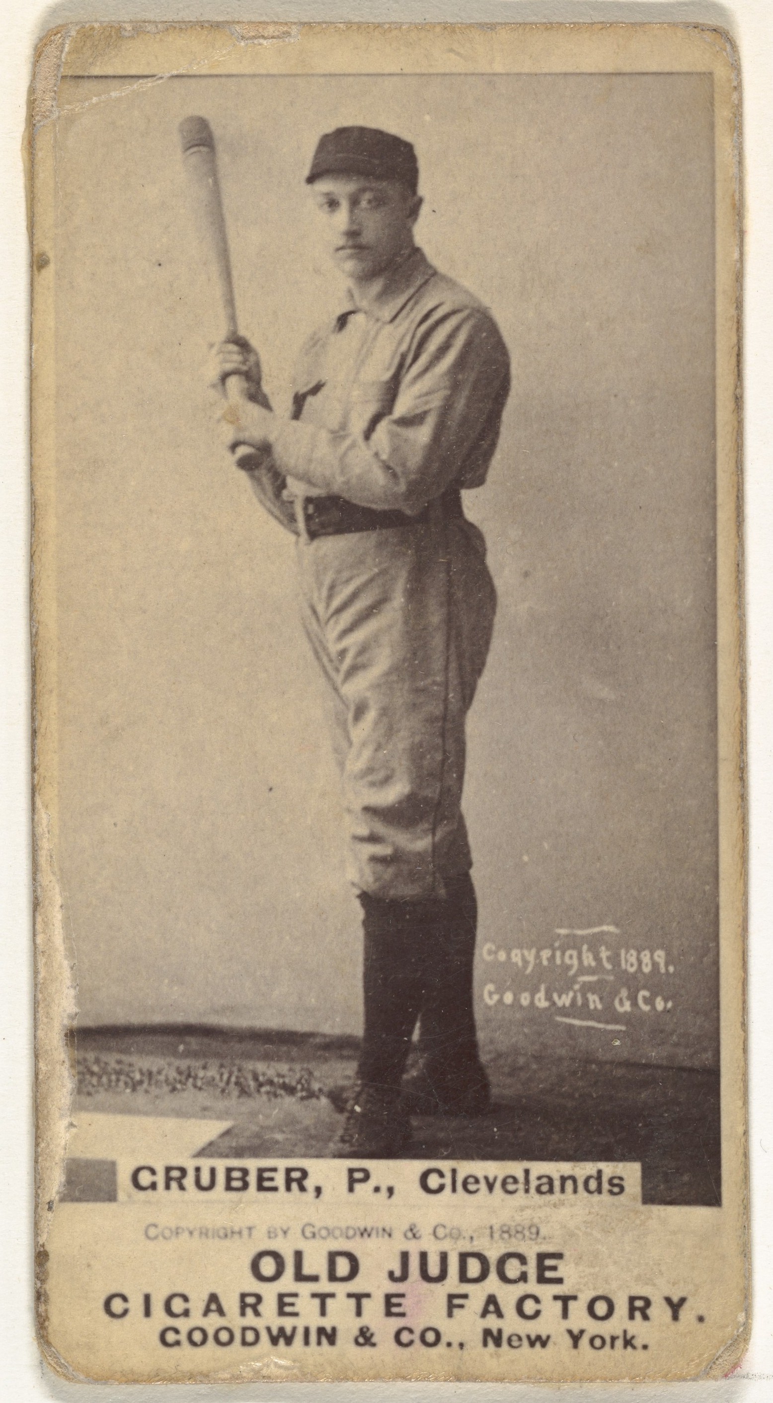Henry Gruber, Pitcher, Cleveland, from the Old Judge series (N172) for Old Judge Cigarettes