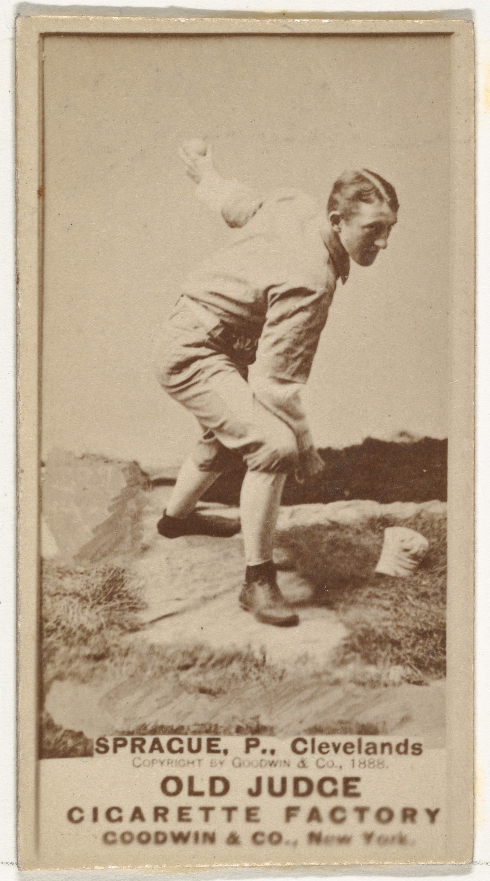 Charlie Sprague, Pitcher, Cleveland, from the Old Judge series (N172) for Old Judge Cigarettes