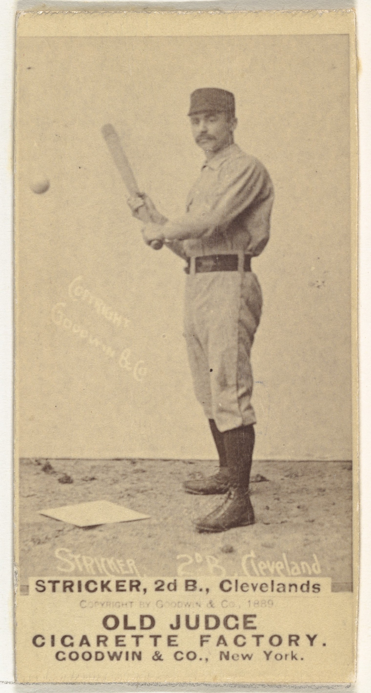 John A. "Cub" Stricker, 2nd Base, Cleveland, from the Old Judge series (N172) for Old Judge Cigarettes