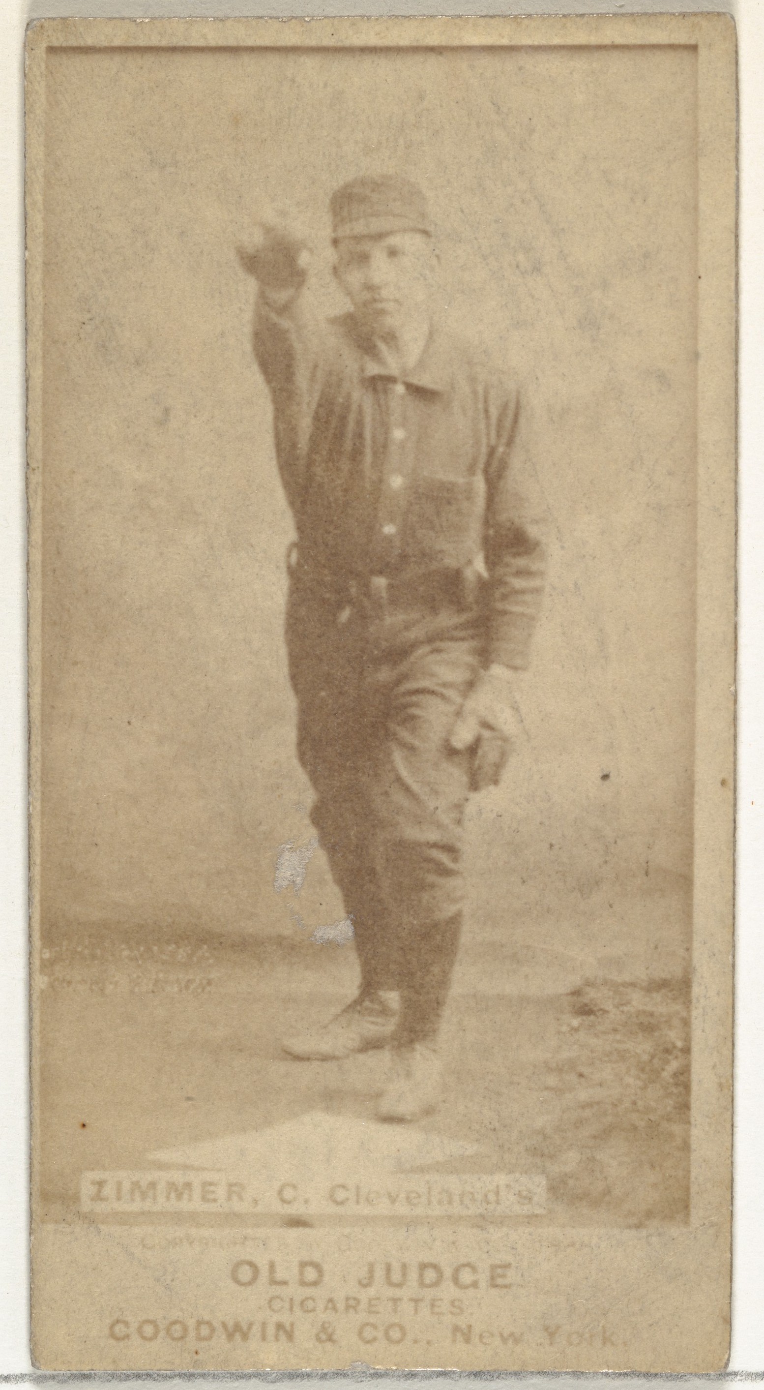 Goodwin & Company, Charles Louis "Chief" Zimmer, Catcher, Cleveland, from the Old Judge series (N172) for Old Judge Cigarettes