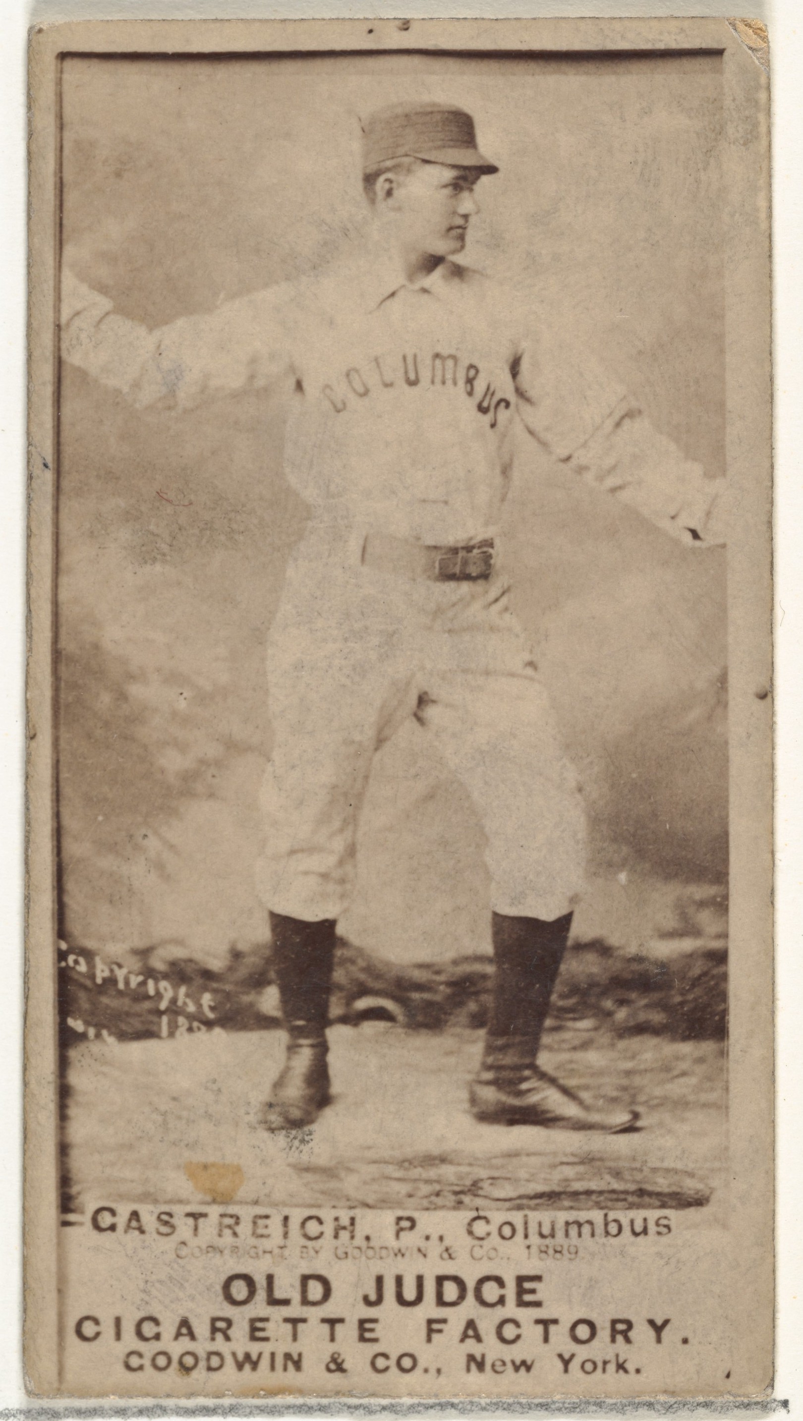 Goodwin & Company, Henry Carl "Hank" Gastright, Pitcher, Cleveland, from the Old Judge series (N172) for Old Judge Cigarettes