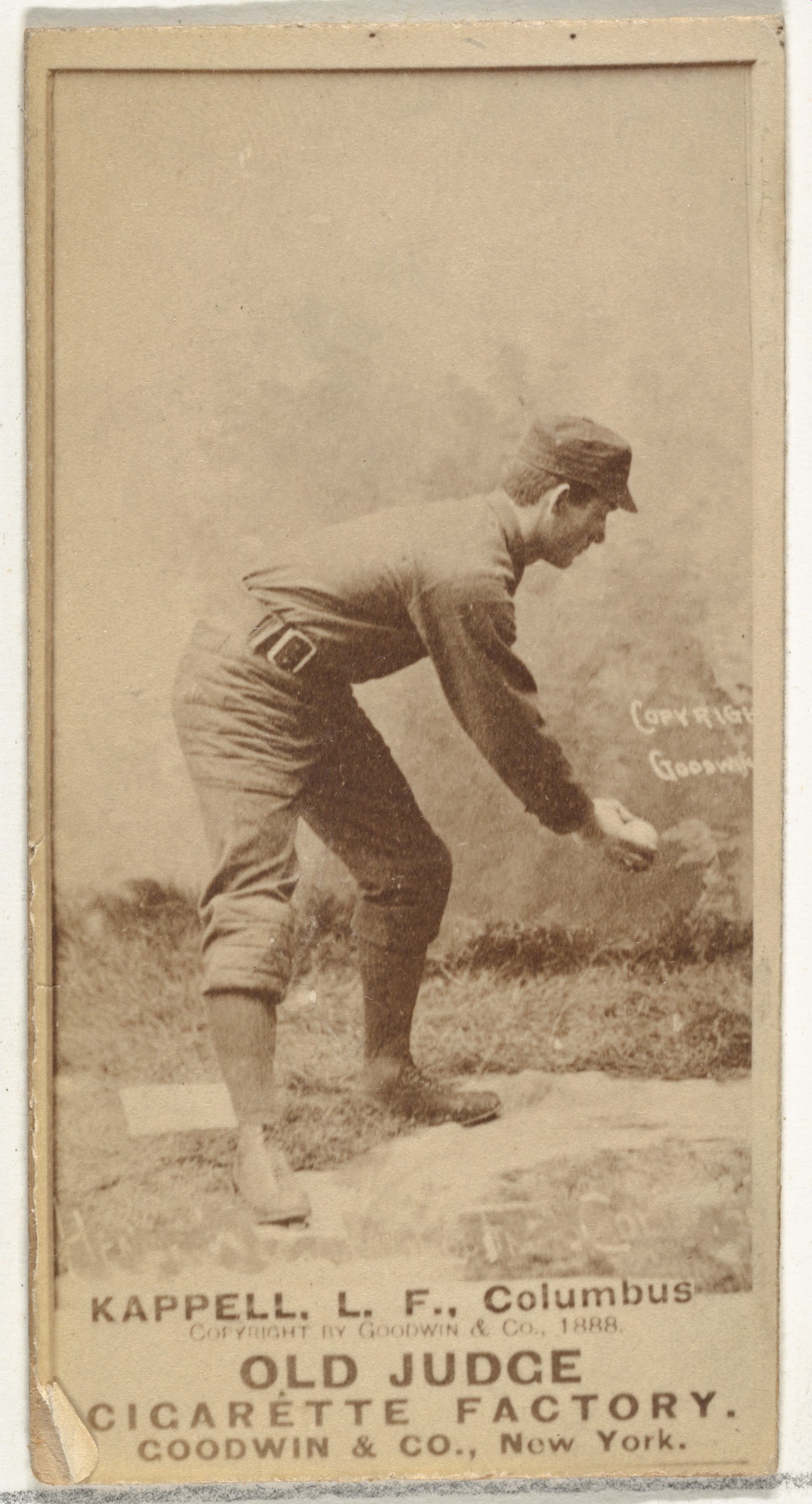 Goodwin & Company, Henry "Heinie" Kappel, Left Field, Cleveland, from the Old Judge series (N172) for Old Judge Cigarettes