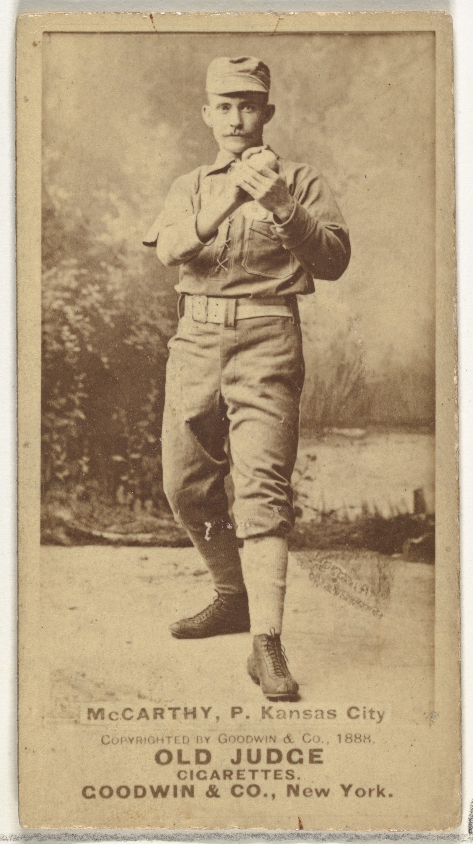 John A. McCarty, Pitcher, Kansas City Cowboys, from the Old Judge series (N172) for Old Judge Cigarettes