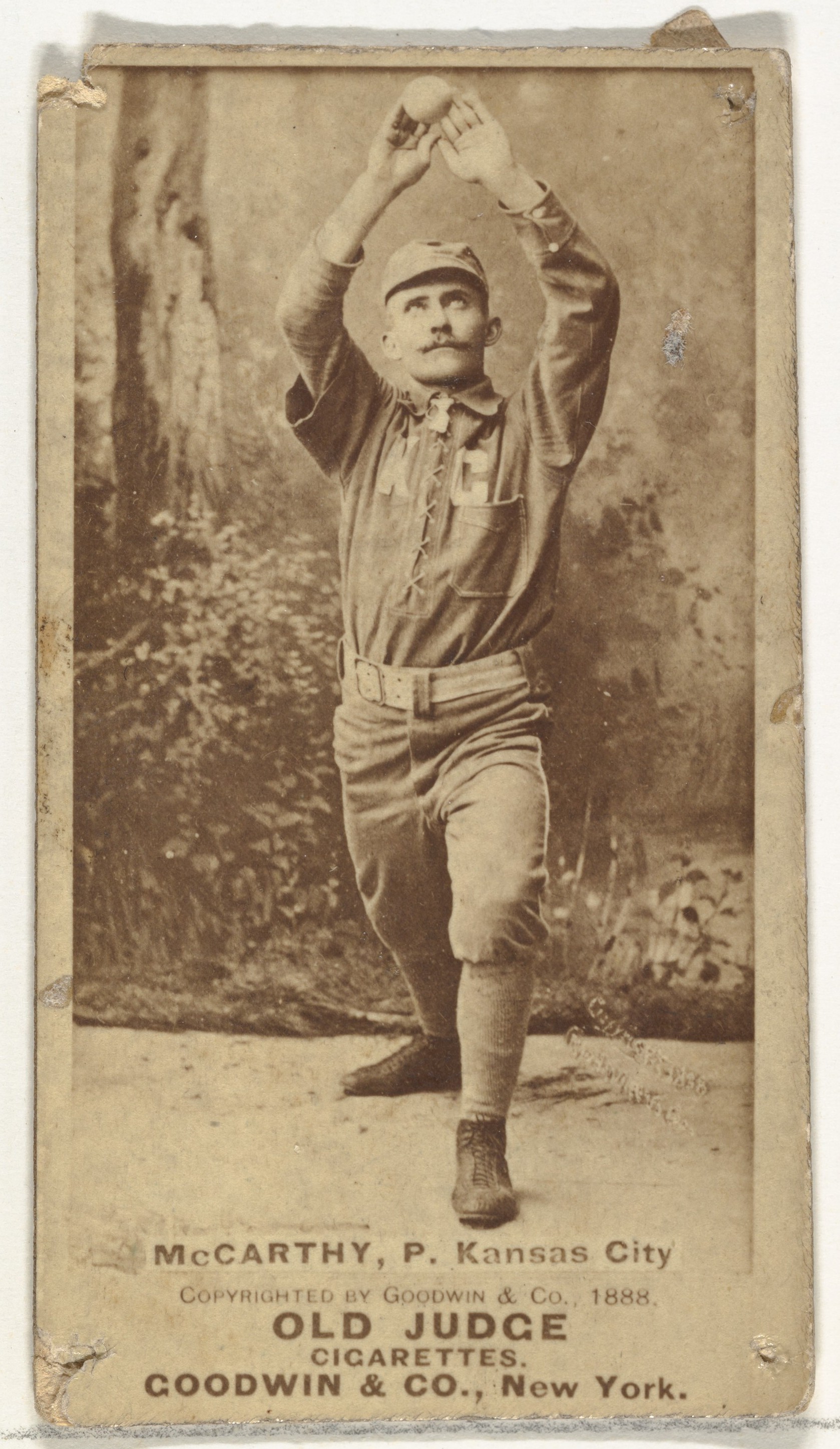 Goodwin & Company, John A. McCarty, Pitcher, Kansas City Cowboys, from the Old Judge series (N172) for Old Judge Cigarettes