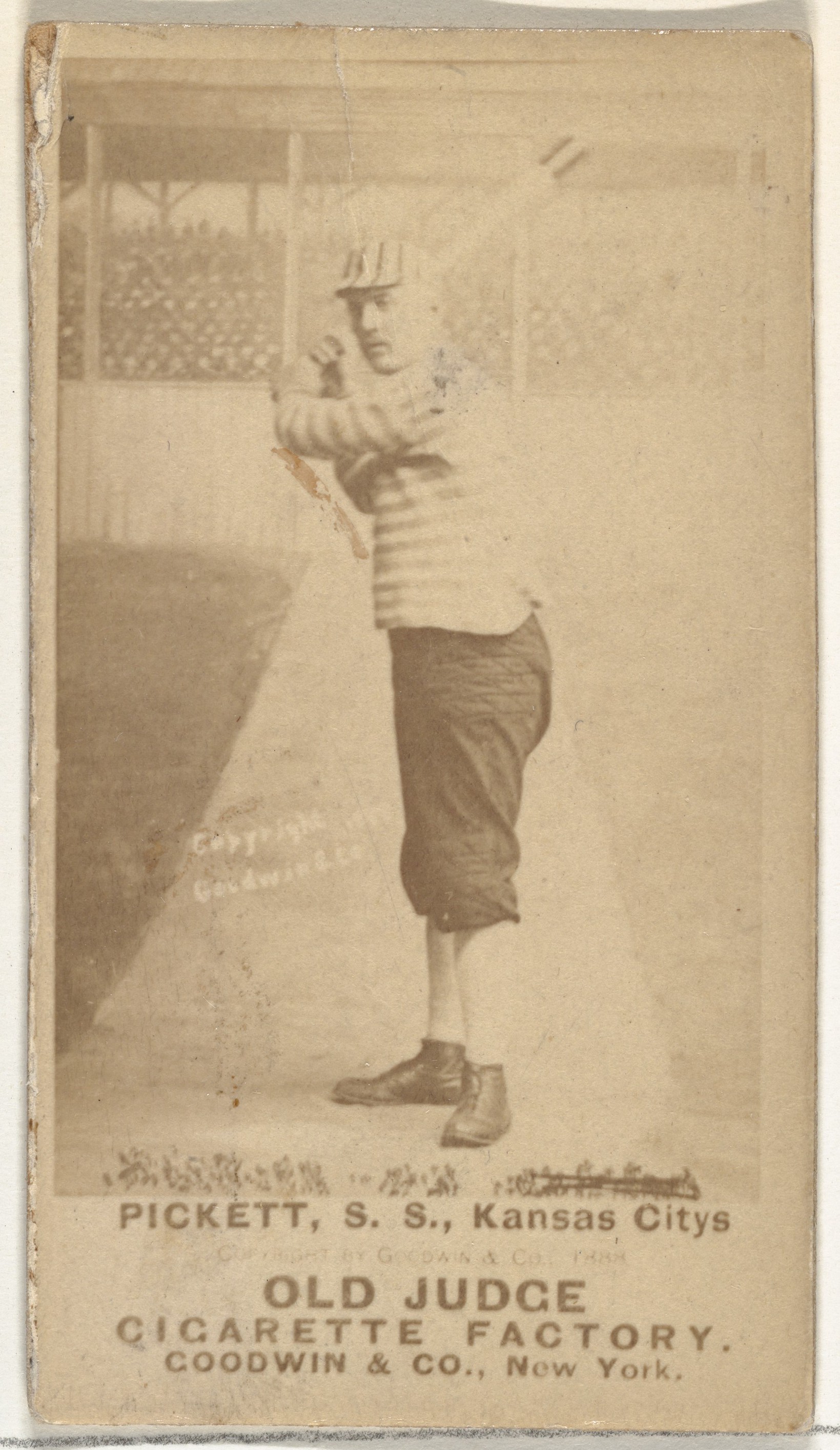 Goodwin & Company, John Thomas Pickett, Shortstop, Kansas City Cowboys, from the Old Judge series (N172) for Old Judge Cigarettes