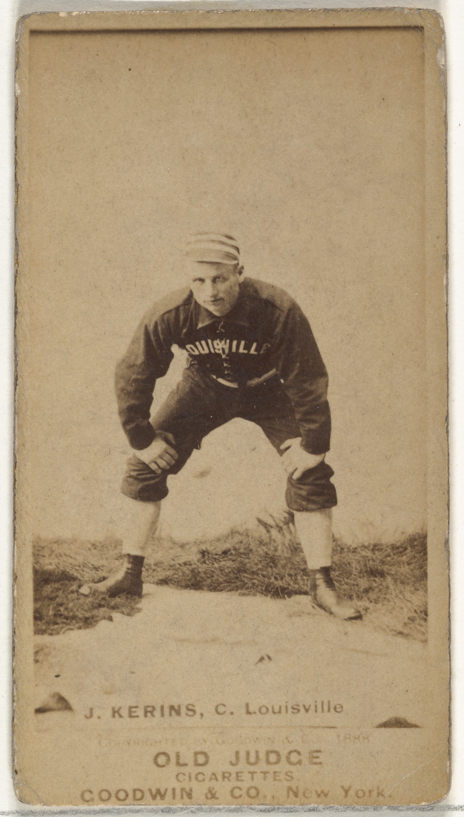 John Nelson Kerins, Catcher, Louisville Colonels, from the Old Judge series (N172) for Old Judge Cigarettes