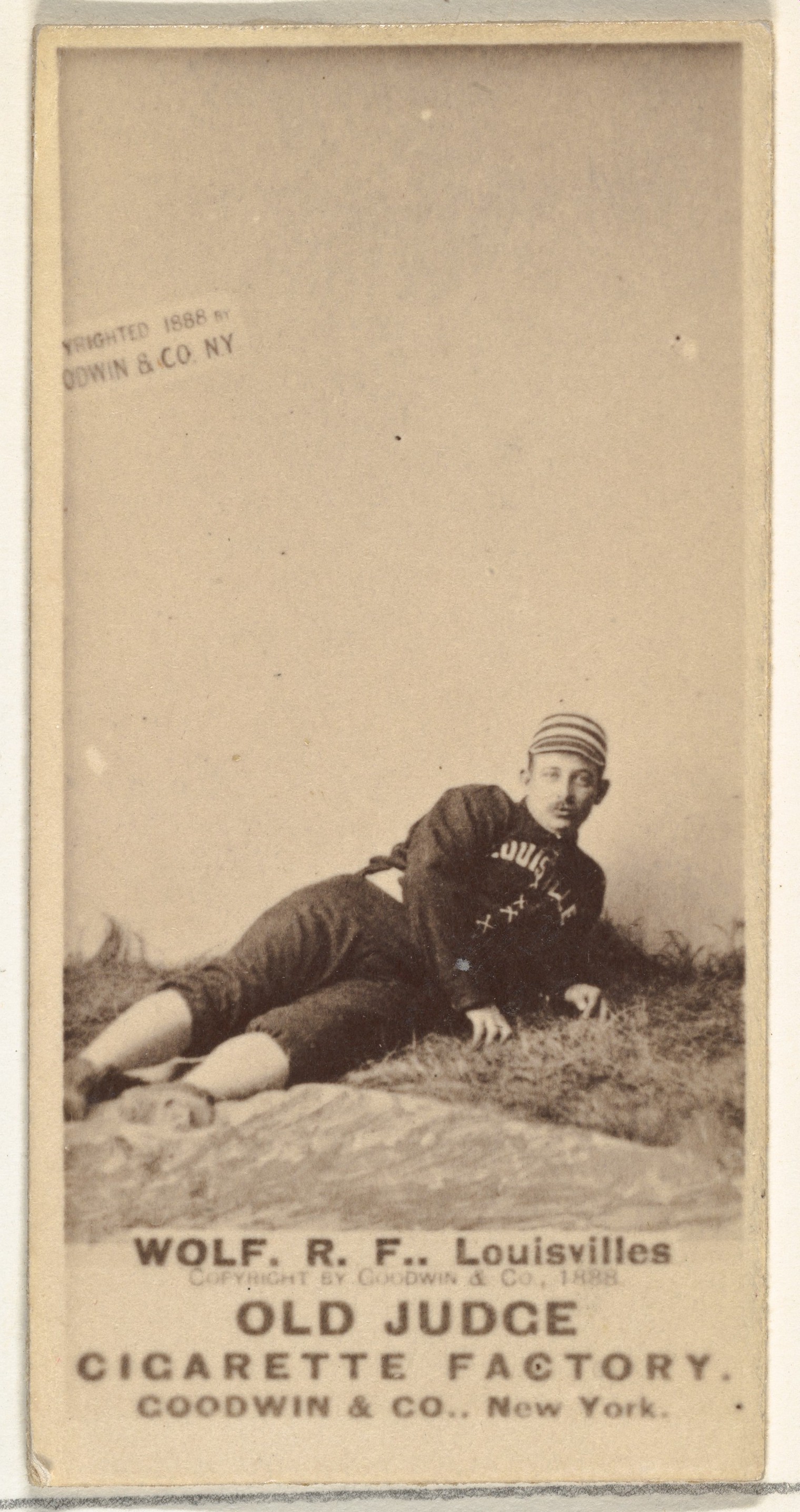 Goodwin & Company, William Van Winkle "Jimmy" Wolf, Right Field, Louisville Colonels, from the Old Judge series (N172) for Old Judge Cigarettes