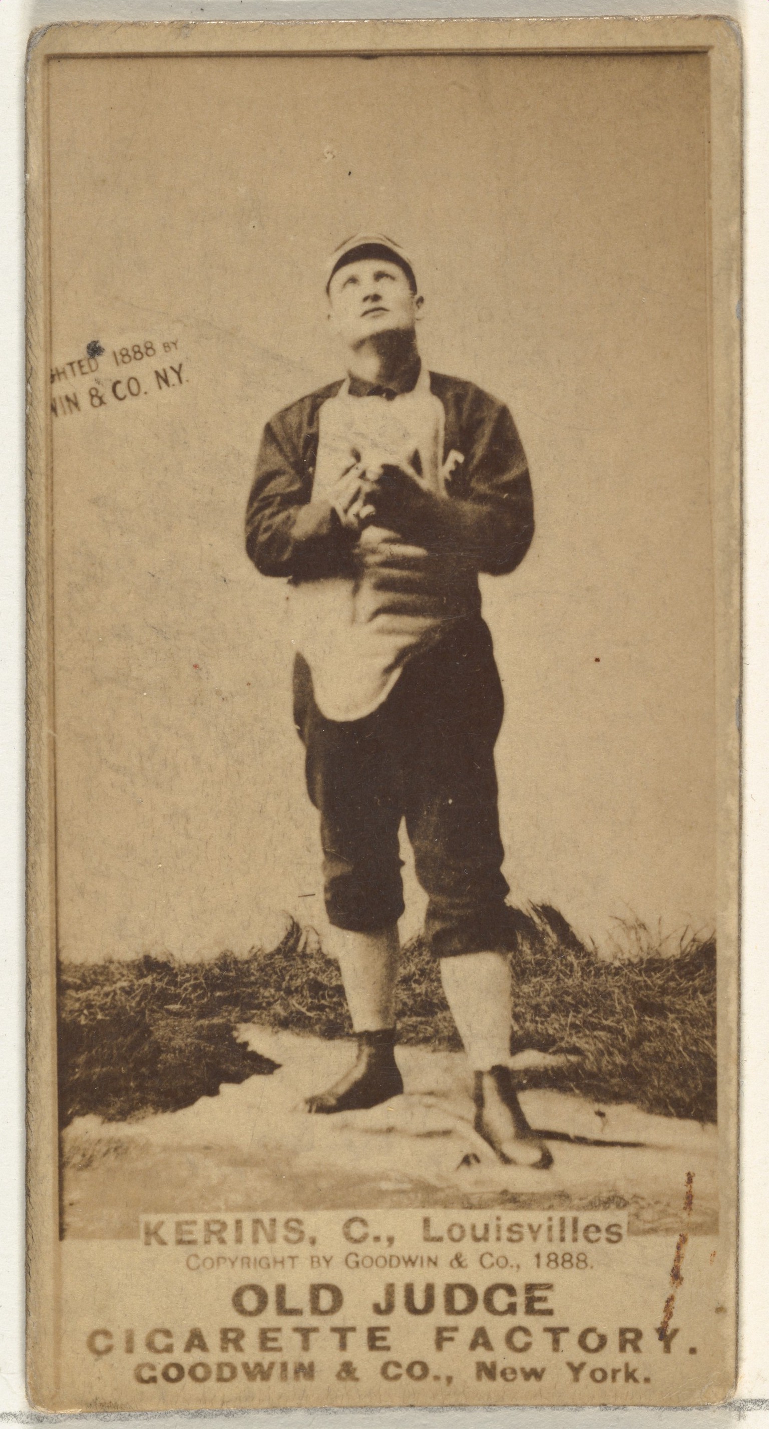John Nelson Kerins, Catcher, Louisville Colonels, from the Old Judge series (N172) for Old Judge Cigarettes
