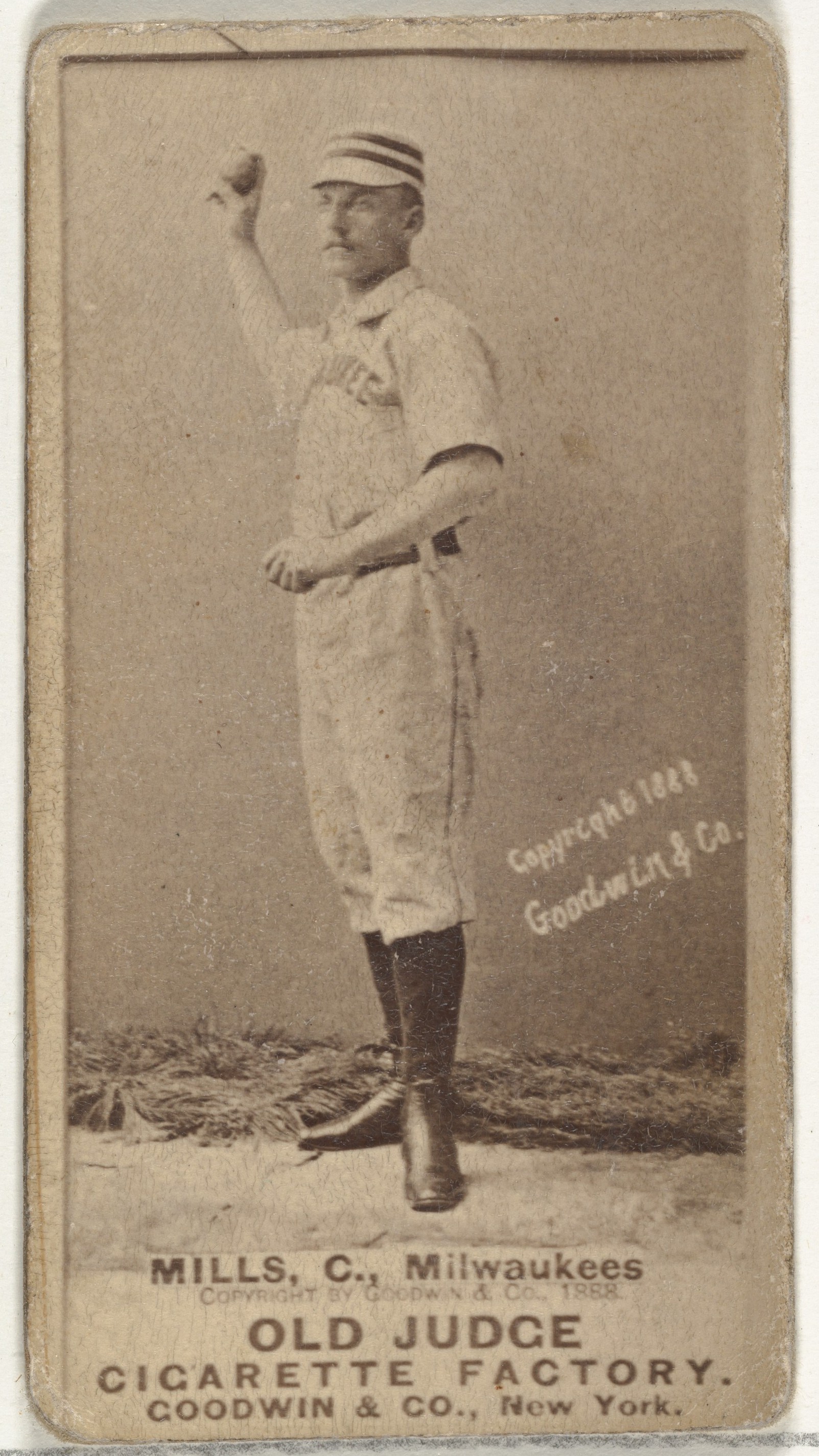 Goodwin & Company, Lynn Mills, Catcher, Milwaukee, from the Old Judge series (N172) for Old Judge Cigarettes