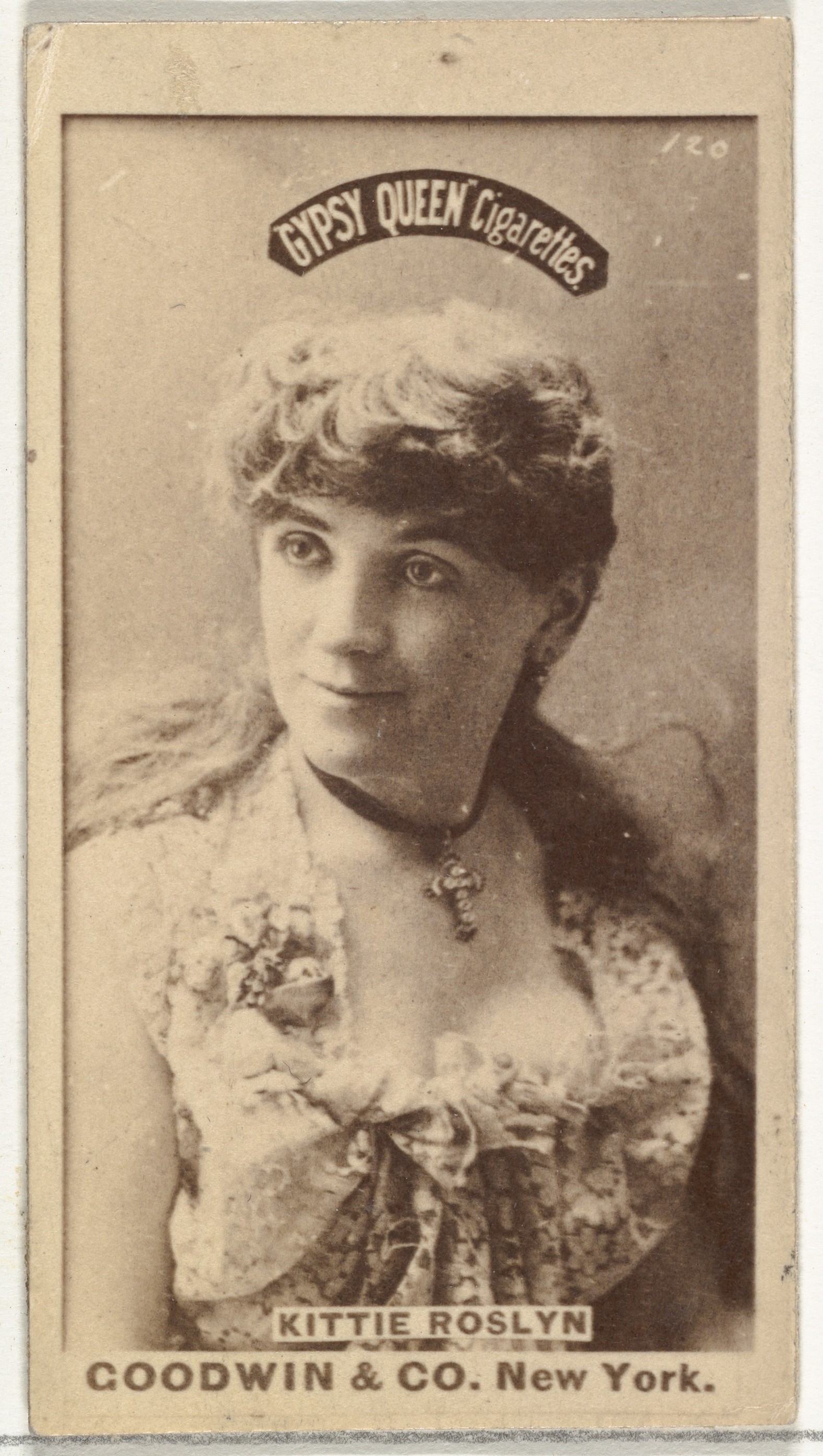 Kittie Roslyn, from the Actors and Actresses series (N171) for Gypsy Queen Cigarettes