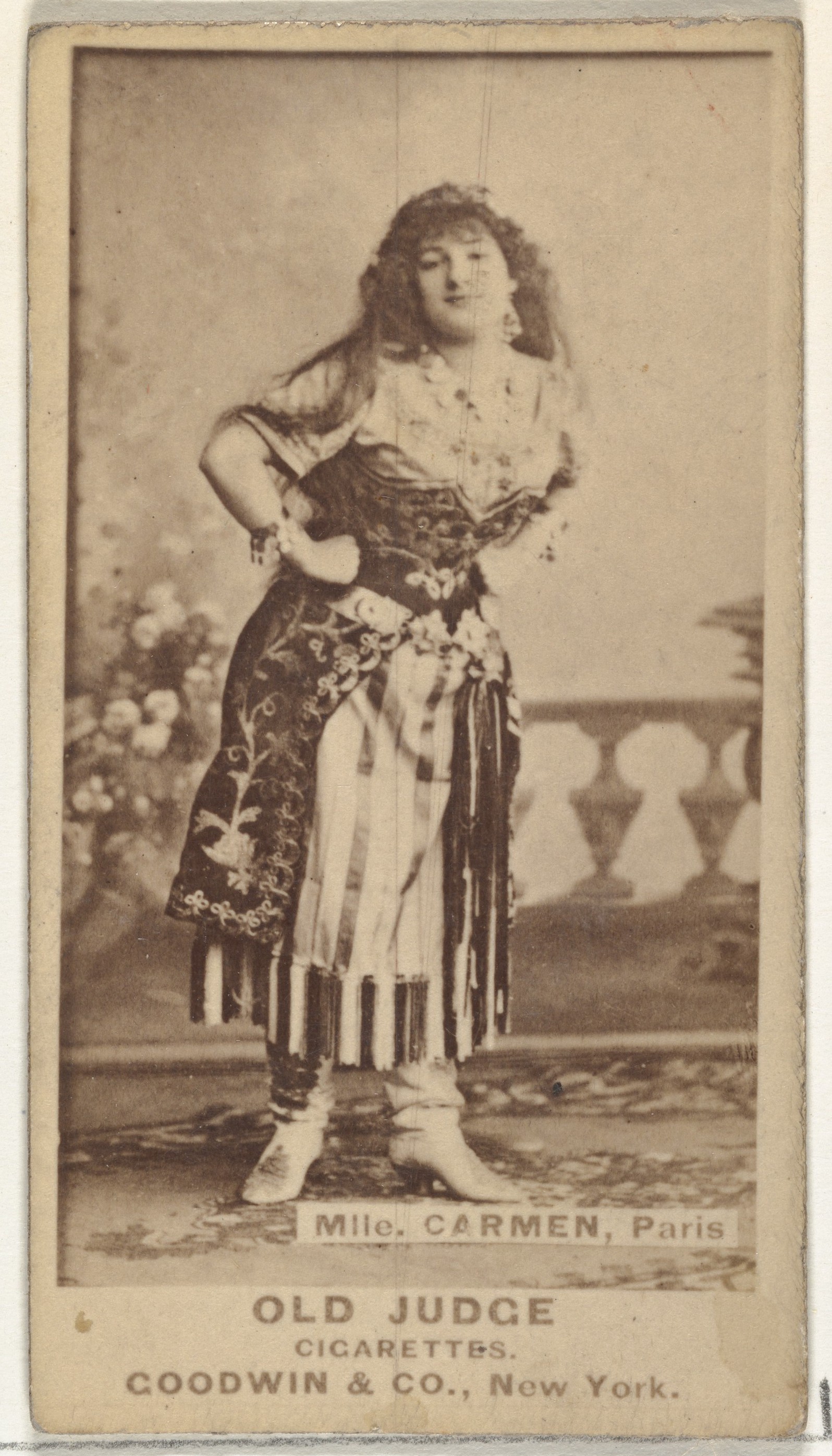 Mlle. Carmen, Paris, from the Actors and Actresses series (N171) for Old Judge Cigarettes