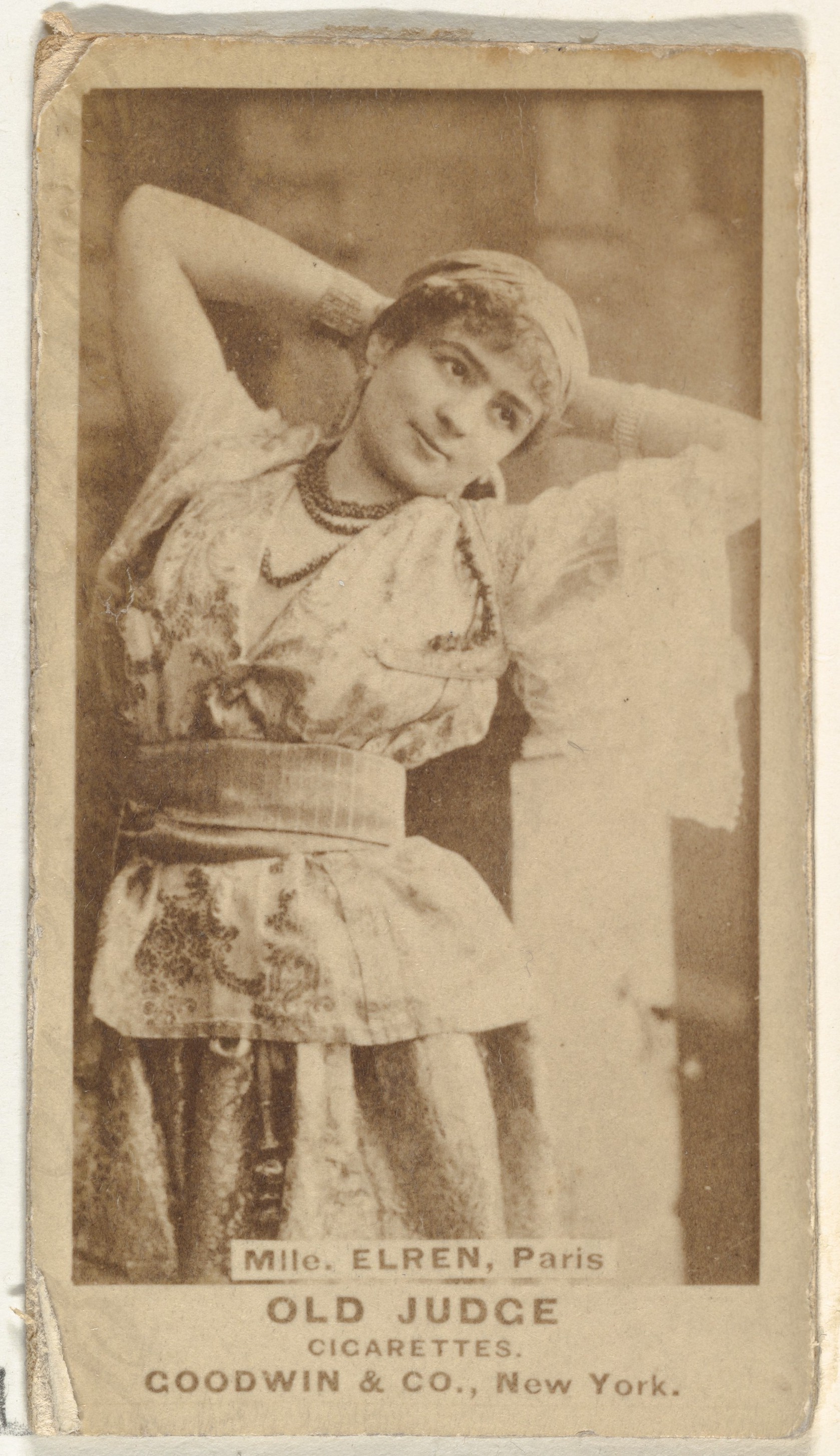 Mlle. Elren, Paris, from the Actors and Actresses series (N171) for Old Judge Cigarettes