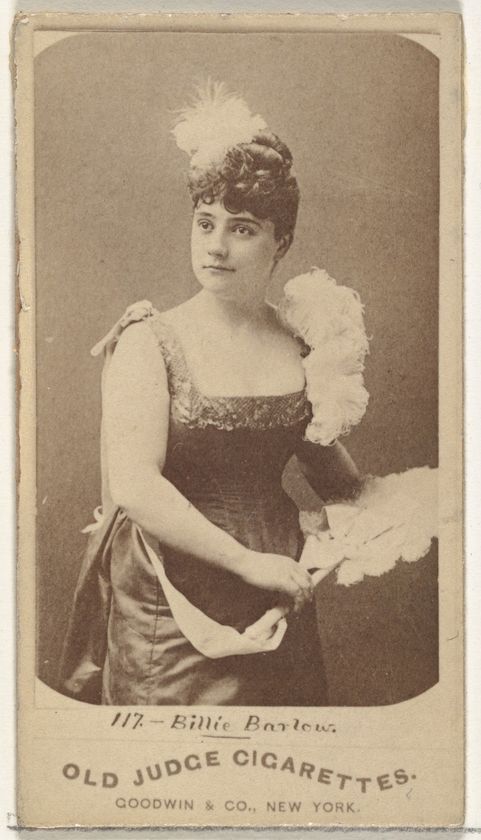 Billie Barlow, from the Actors and Actresses series (N171) for Old Judge Cigarettes