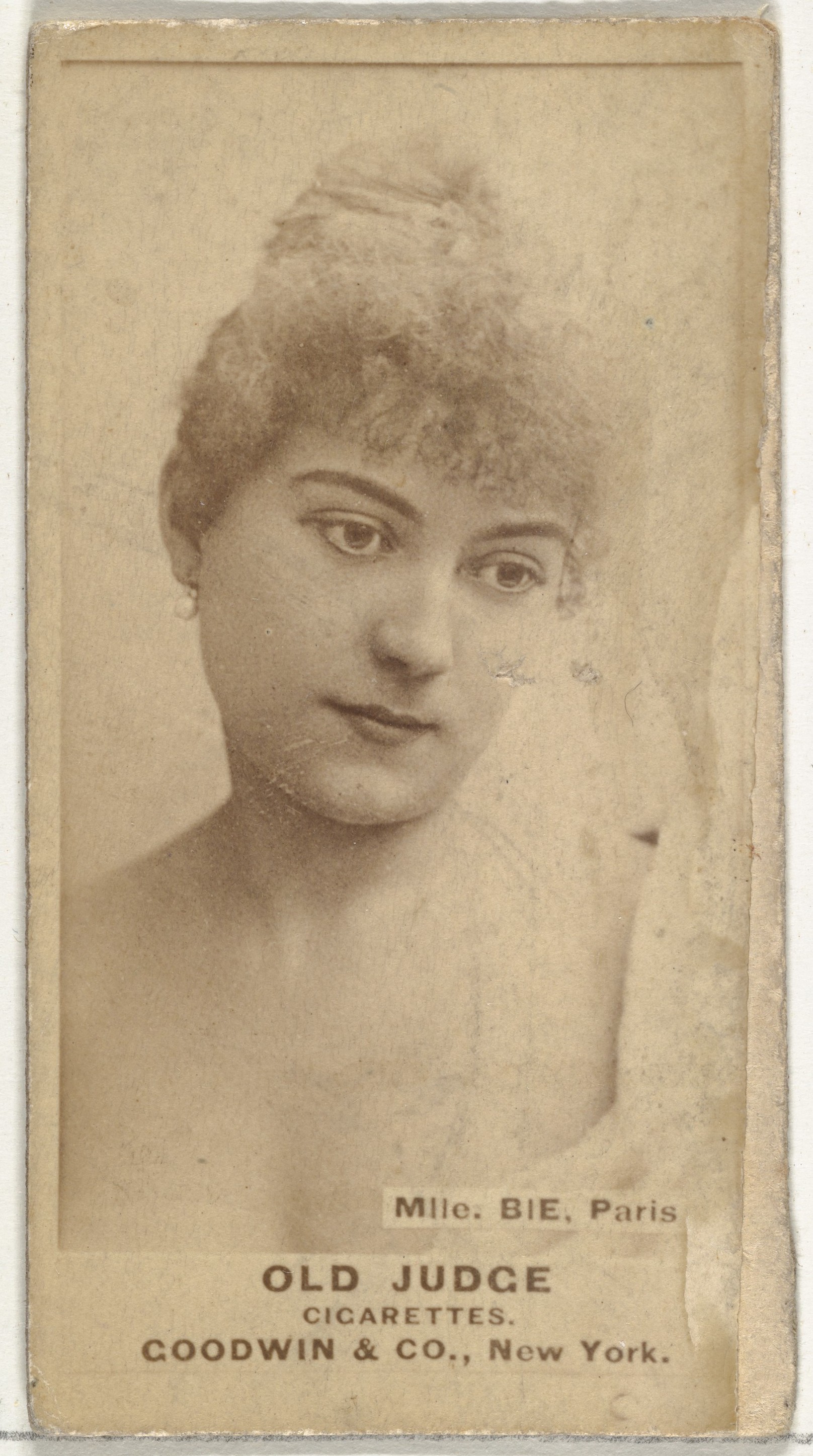 Mlle. Bie, Paris, from the Actors and Actresses series (N171) for Old Judge Cigarettes