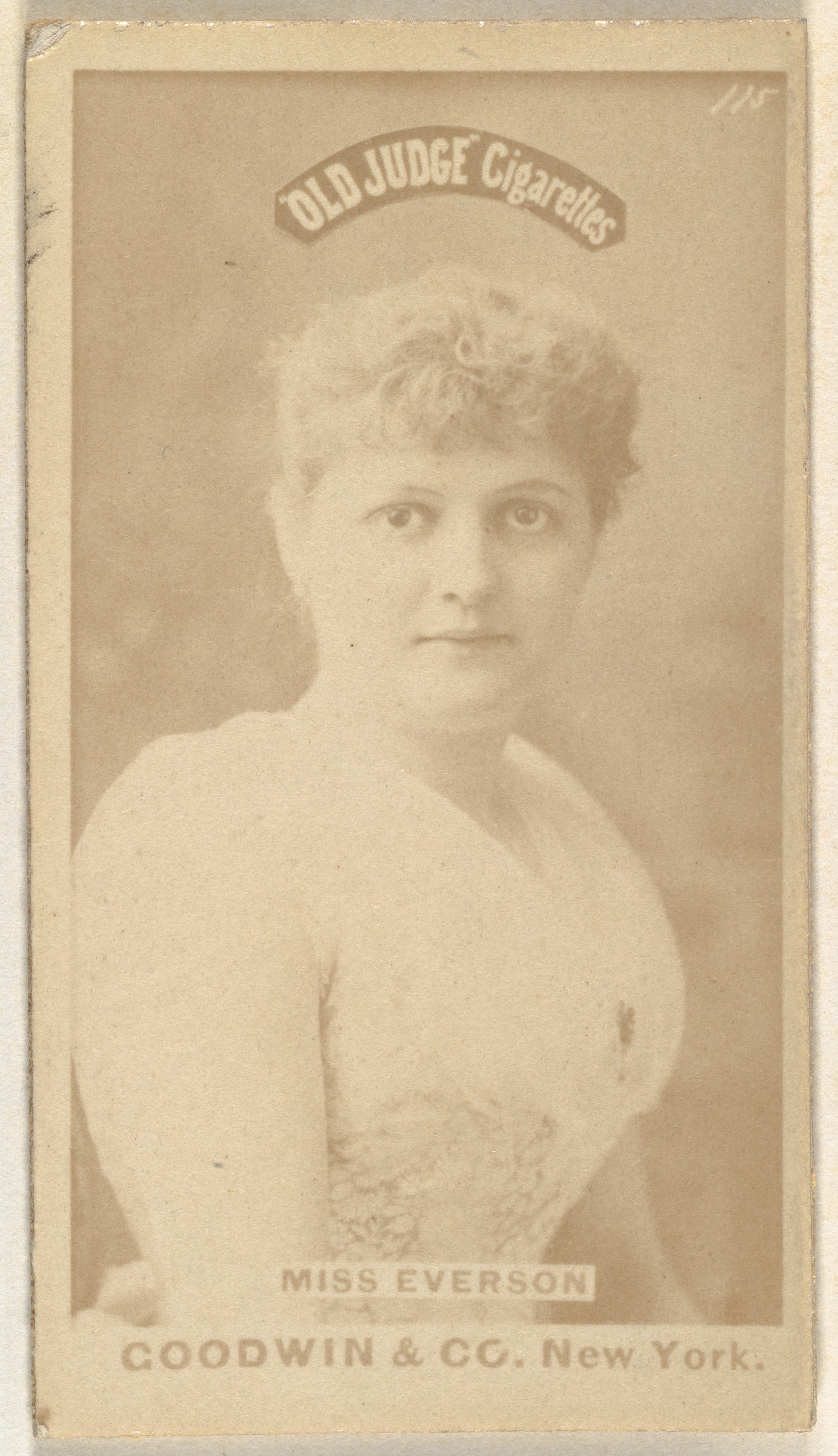 Miss Everson, from the Actors and Actresses series (N171) for Old Judge Cigarettes