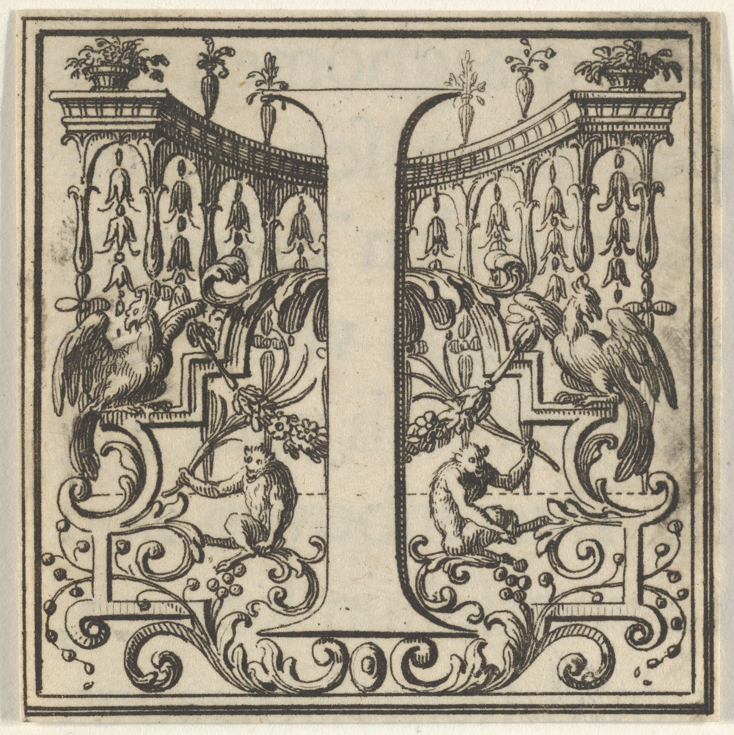 Bernard Picart, Roman Alphabet letter I with Louis XIV decoration