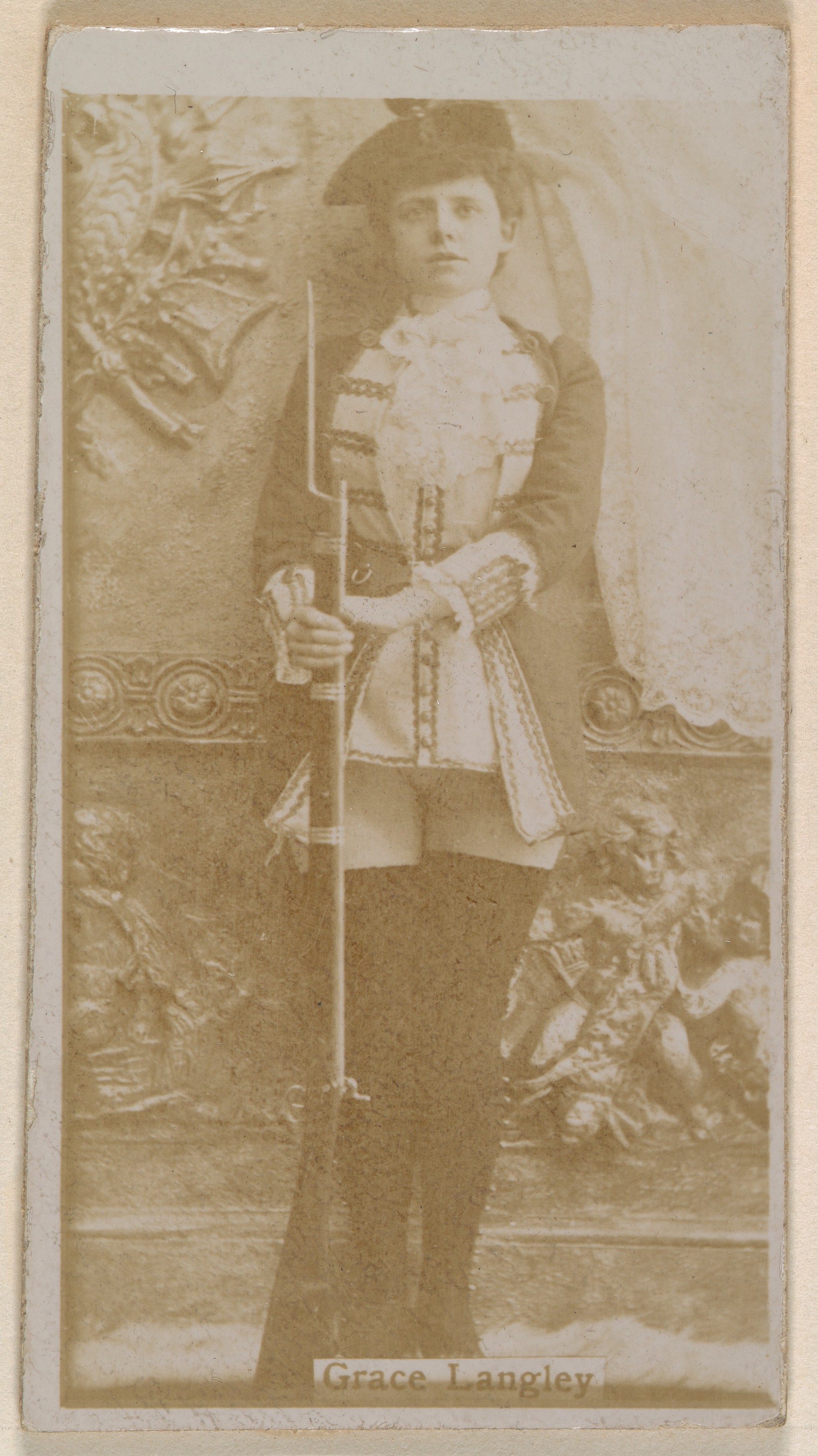 Grace Langley, from the Actresses series (N245) issued by Kinney Brothers to promote Sweet Caporal Cigarettes