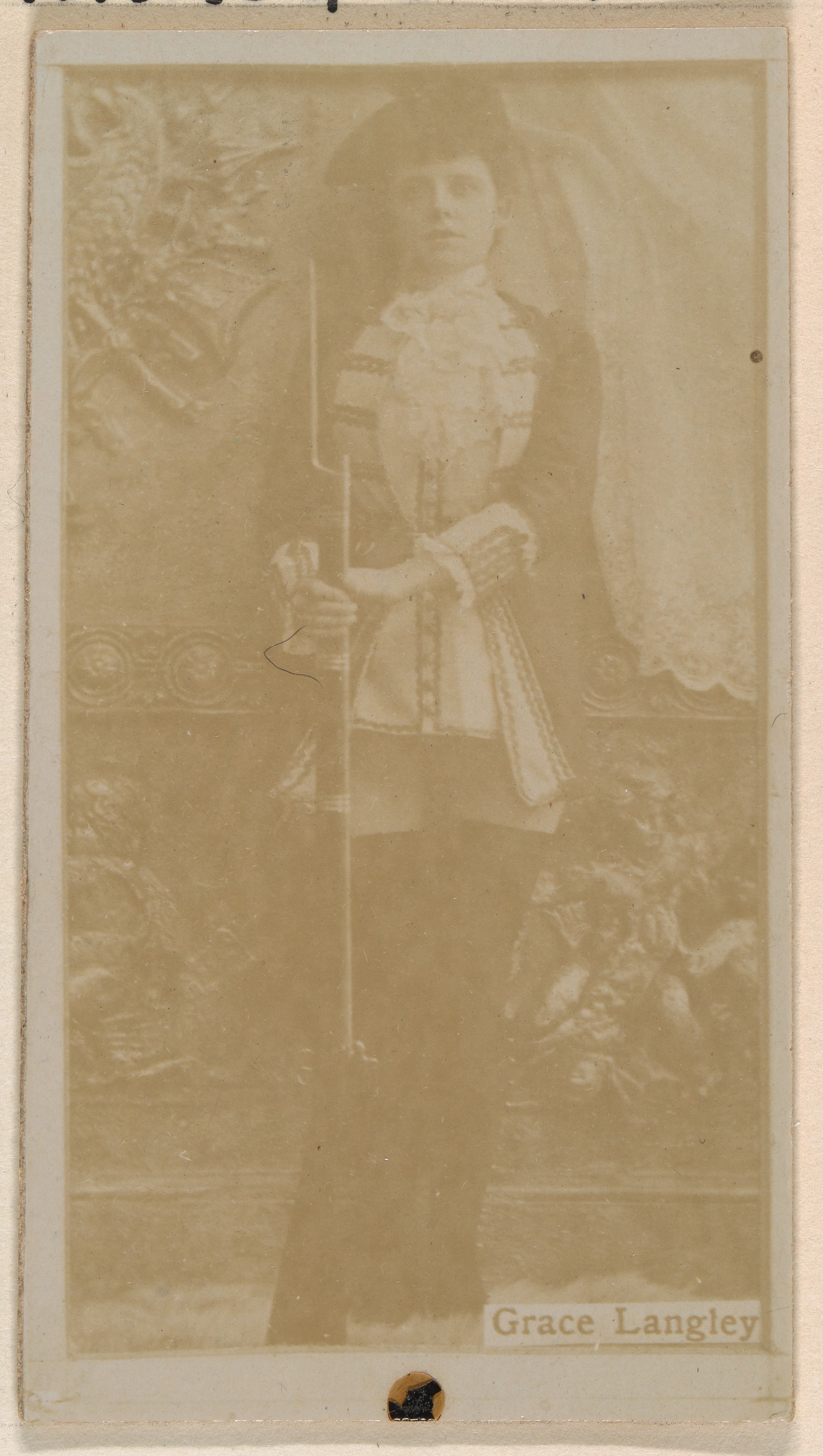 Grace Langley, from the Actresses series (N245) issued by Kinney Brothers to promote Sweet Caporal Cigarettes